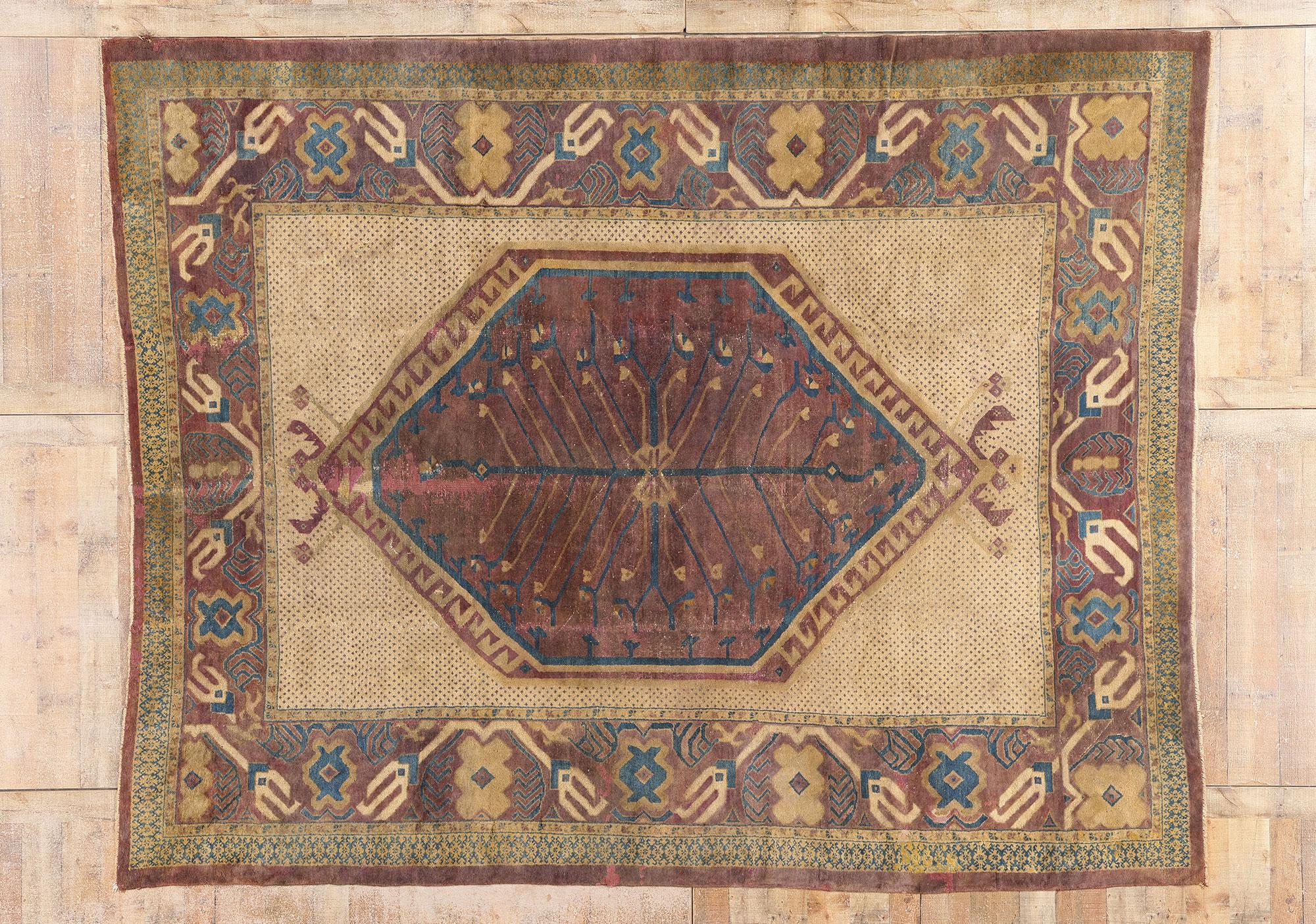 The Eternal Tree: A Late 19th Century Persian Khotan Rug of Timeless Heritage For Sale 5