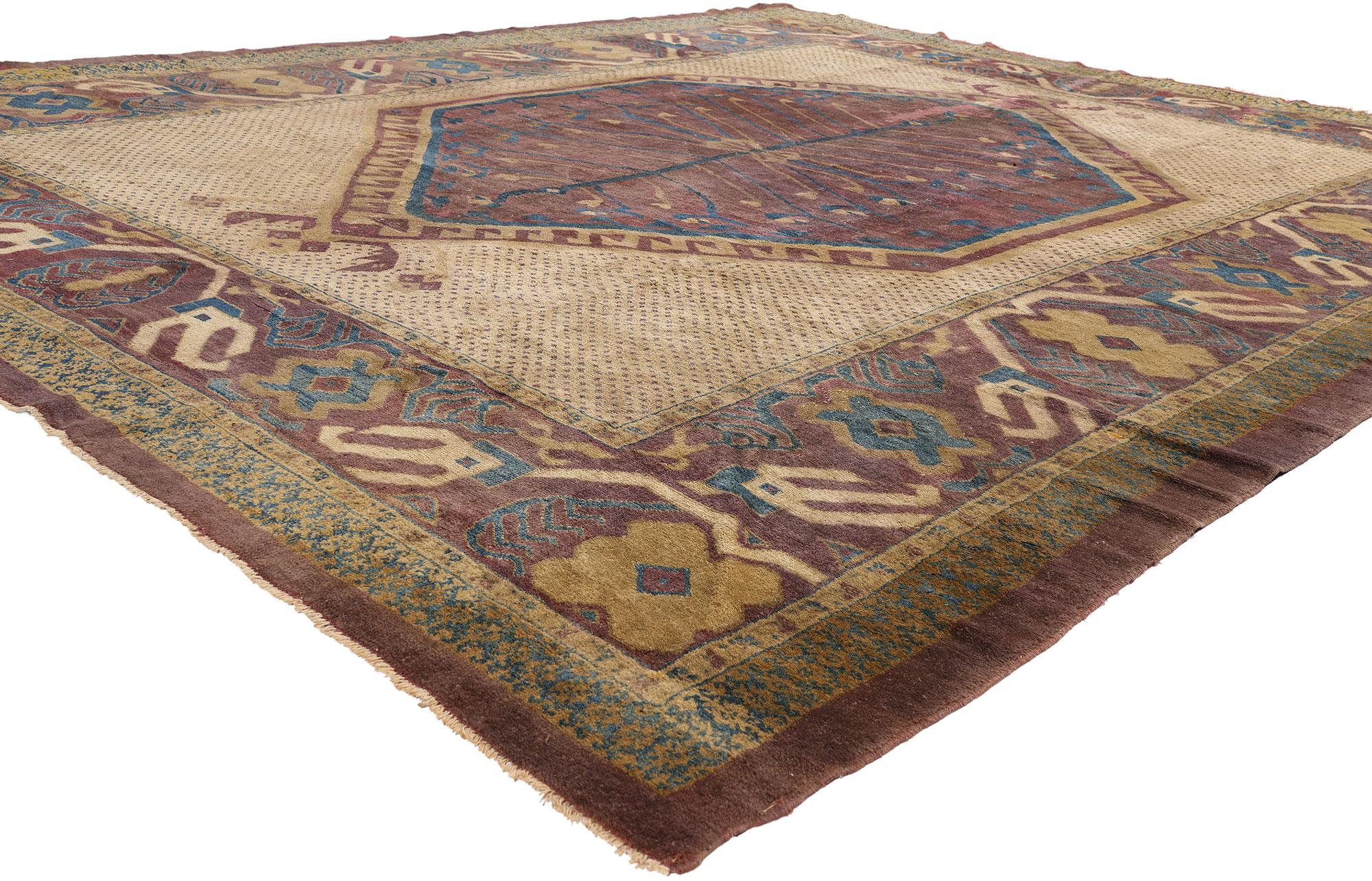 79303 Late 19th Century Antique Persian Khotan Rug, 09'01 x 11'04. From the storied looms of the late 19th century, this hand-knotted wool antique Persian Khotan rug stands as a singular testament to both rarity and refinement. Woven in a time when