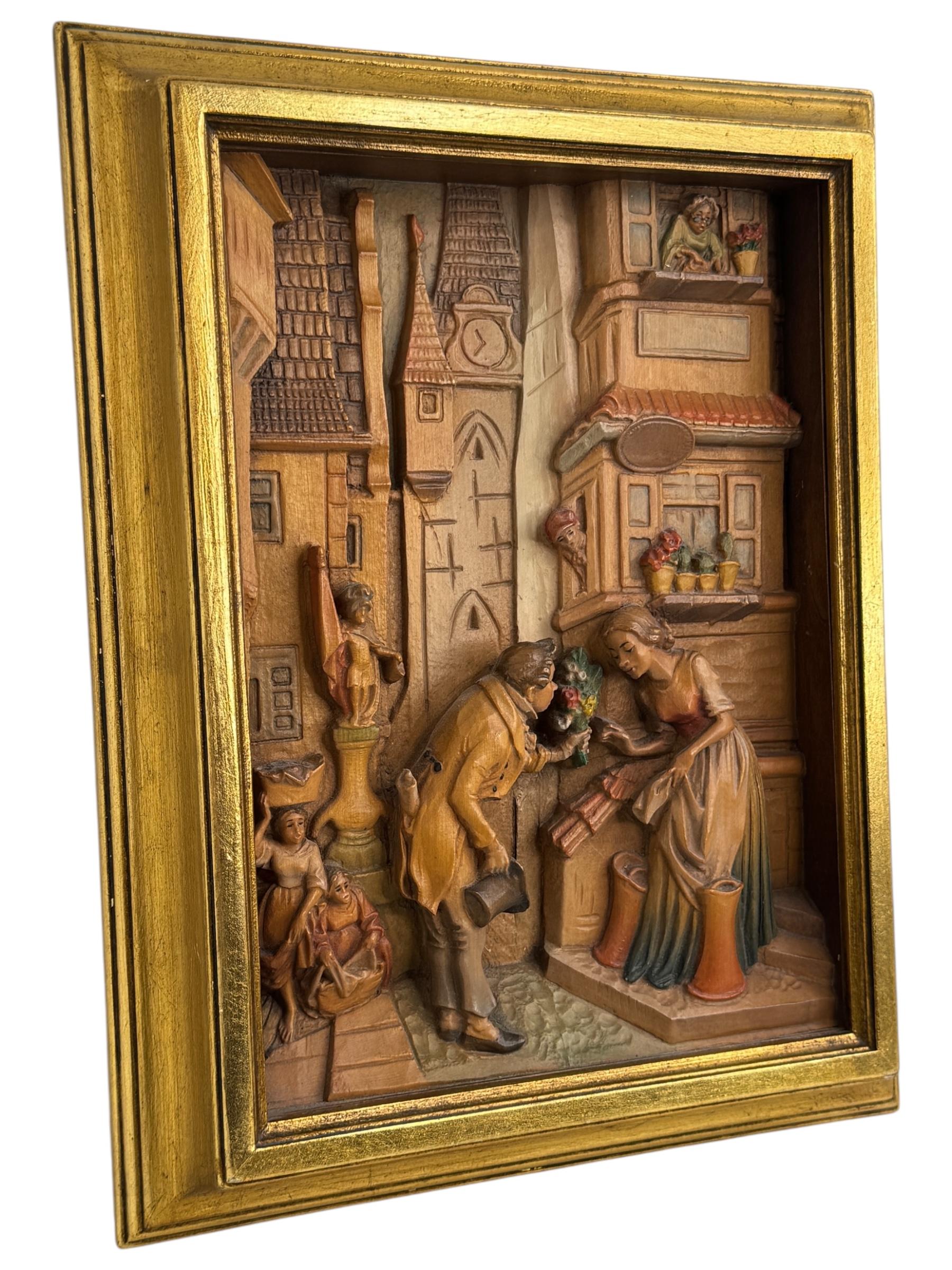 The eternal wedding man von Carl Spitzweg Vintage Anri Moroder-Schnitzerei „The eternal wedding man“ (Italienisch) im Angebot