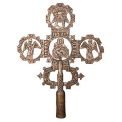 Antique The Ethiopian Procession Cross: A Radiant Symbol of Faith, Guardian of Sacred