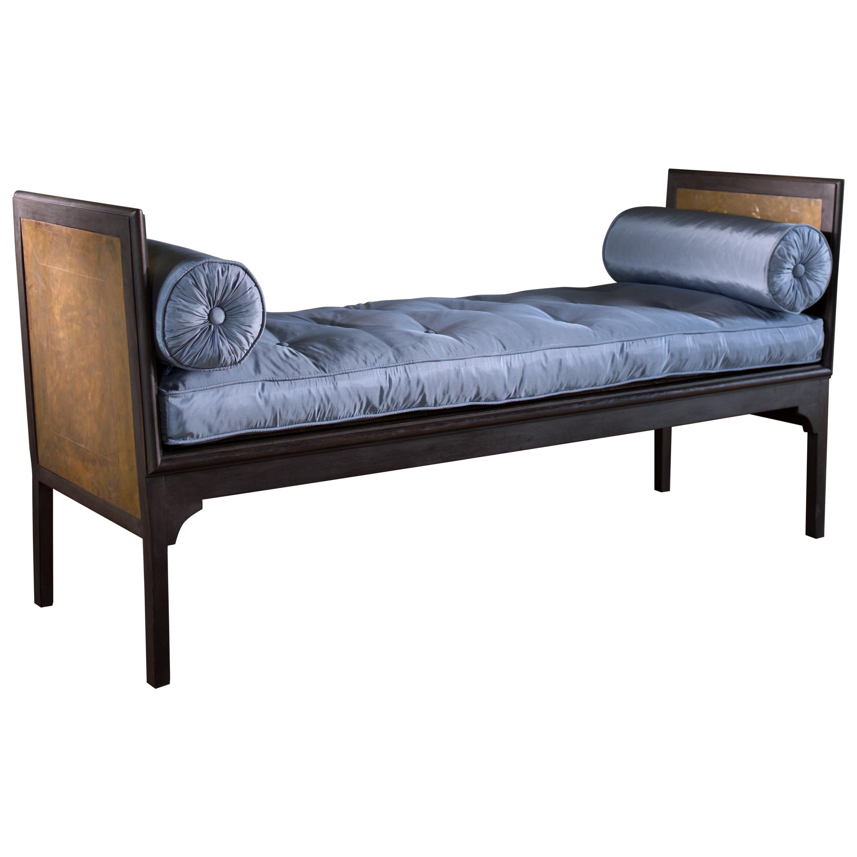 The Etruscan Window Seat-Ebonized Oak and Patinated Bronze Mounted Window Seat 