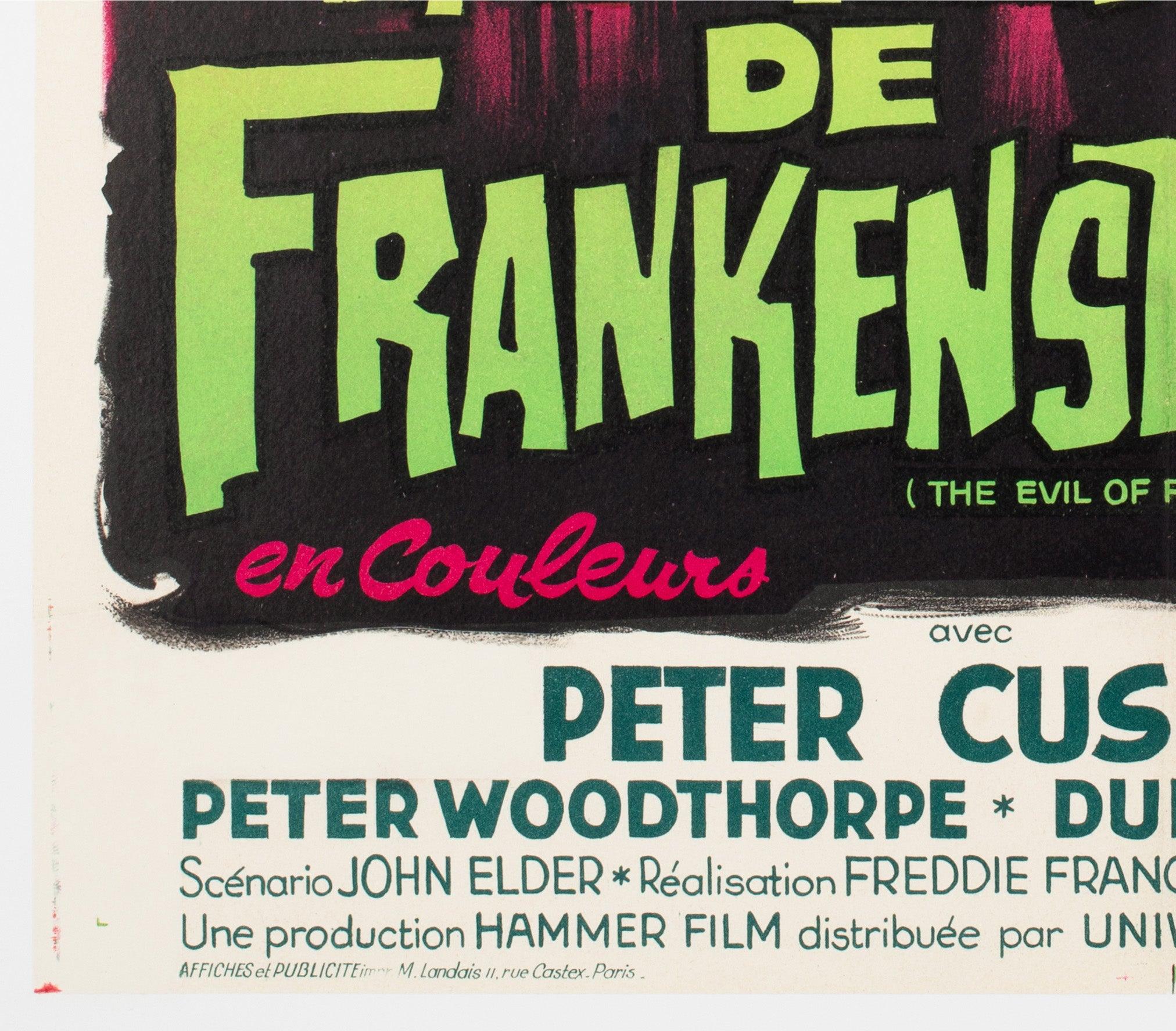 Il male di Frankenstein 1965 Poster cinematografico francese Moyenne, Boris Grinsson in vendita 1