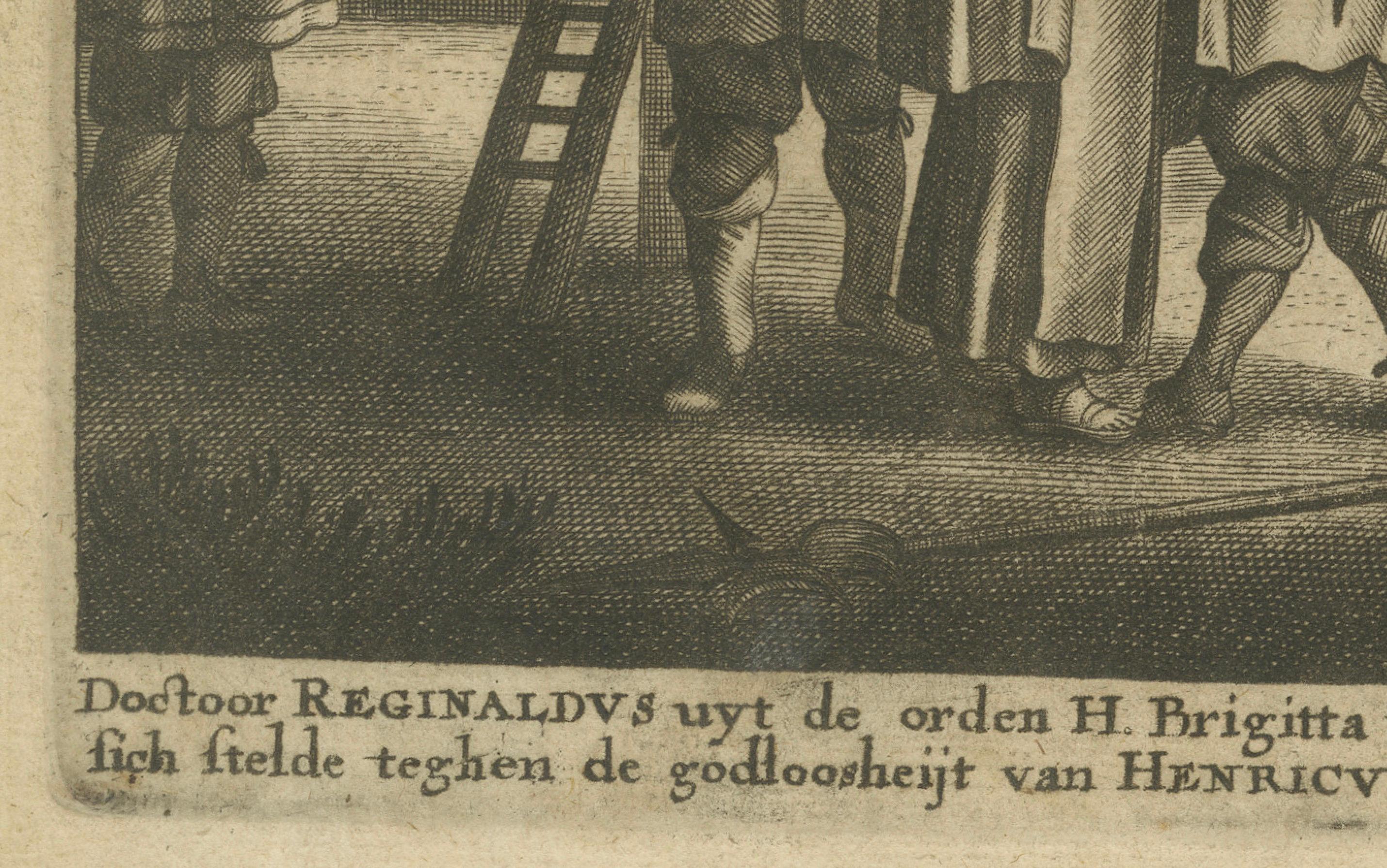 Die execution of Doctor Reginaldus for Opposing Henry VIII.'s Reformation, um 1680 (Graviert) im Angebot