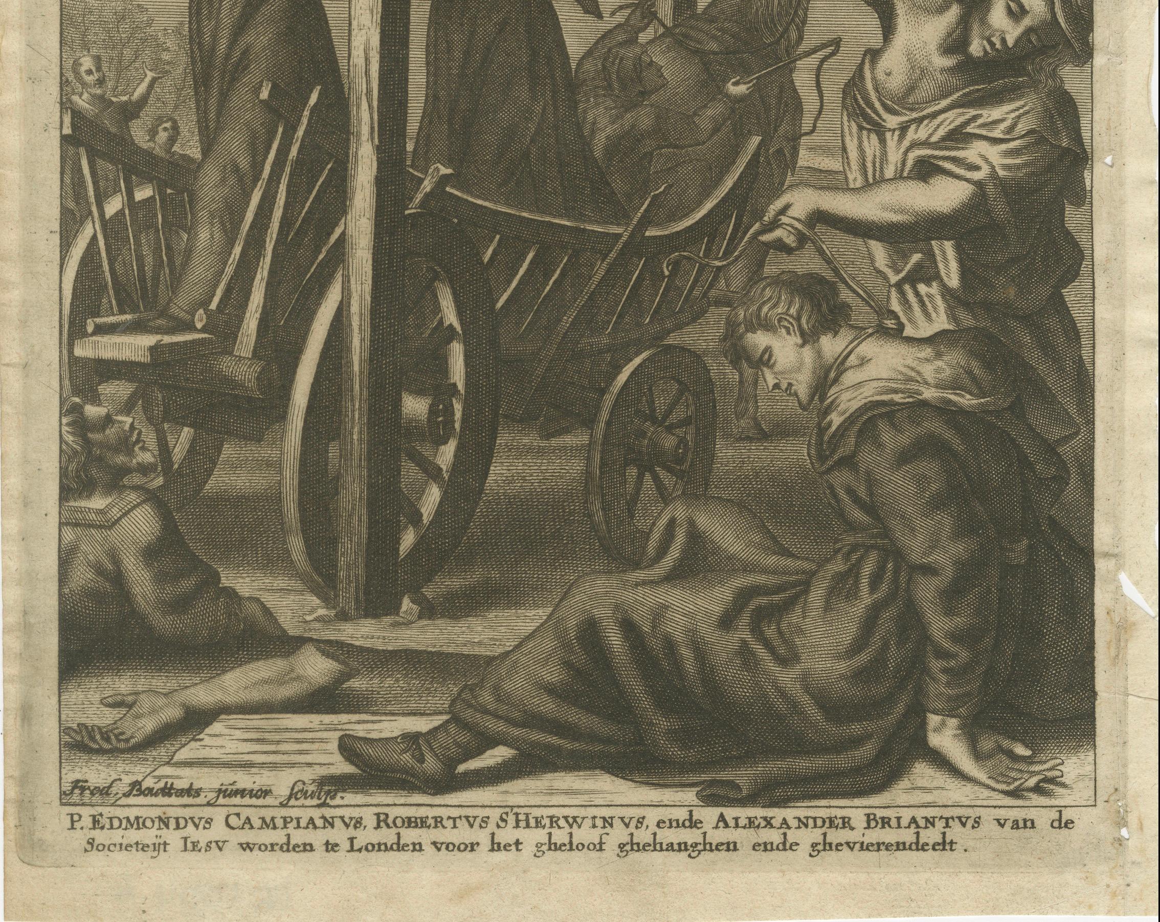 Late 17th Century The Execution of Three Jesuit Martyrs in London in 1581, Published in ca.1680 For Sale