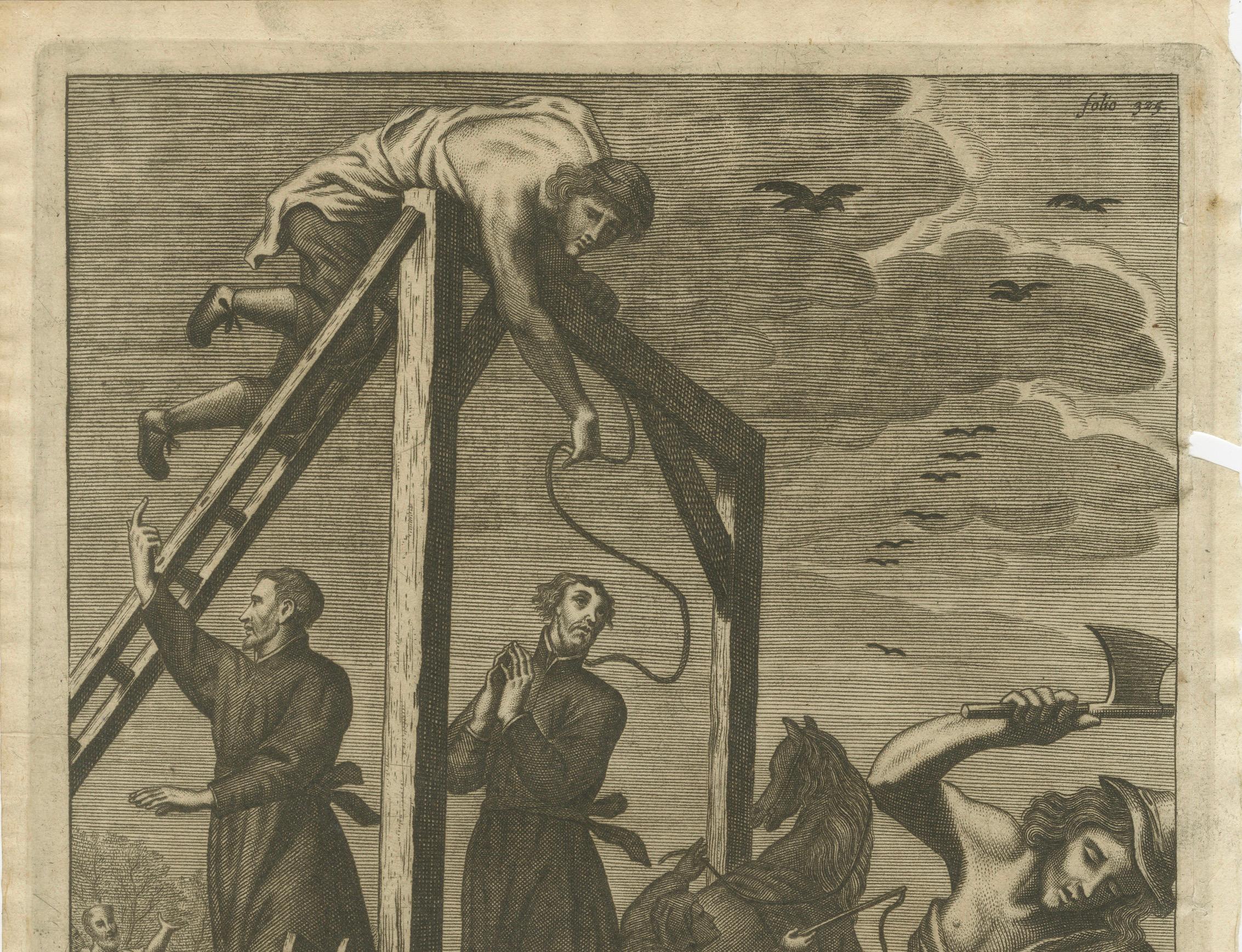 Paper The Execution of Three Jesuit Martyrs in London in 1581, Published in ca.1680 For Sale