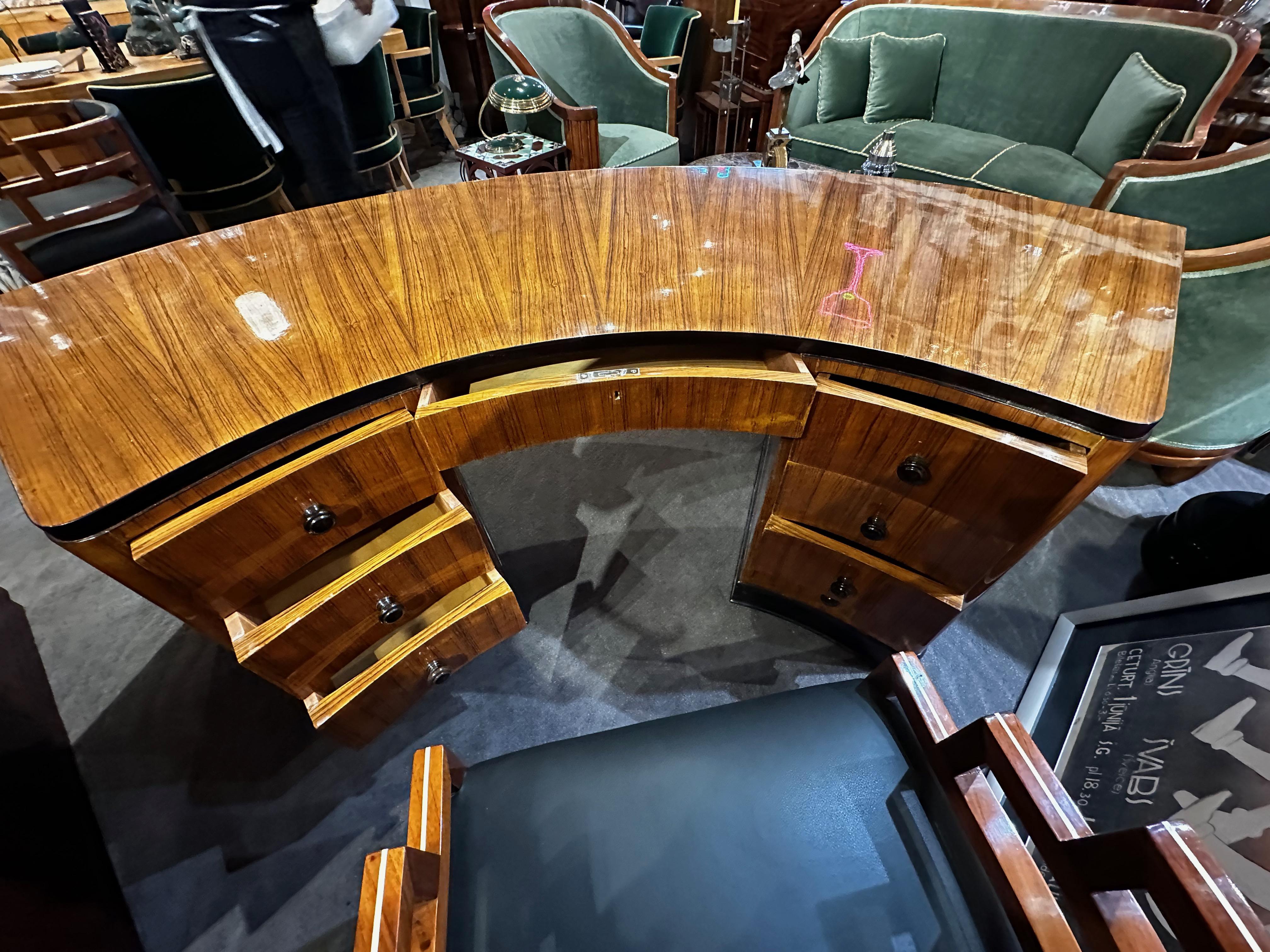 Executive Art Deco Professional Desk in Zebra Wood 3