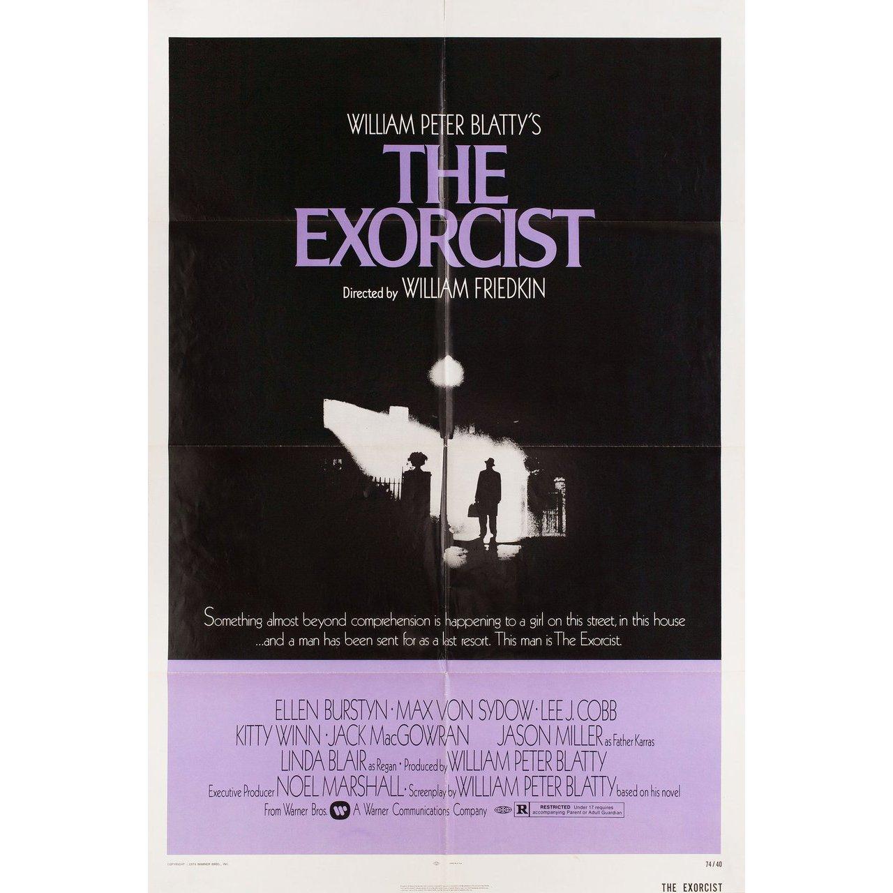 Original 1974 U.S. one sheet poster by Bill Gold / Dick Knipe for the film The Exorcist directed by William Friedkin with Ellen Burstyn / Max von Sydow / Lee J. Cobb / Kitty Winn. Very good-fine condition, folded. Many original posters were issued