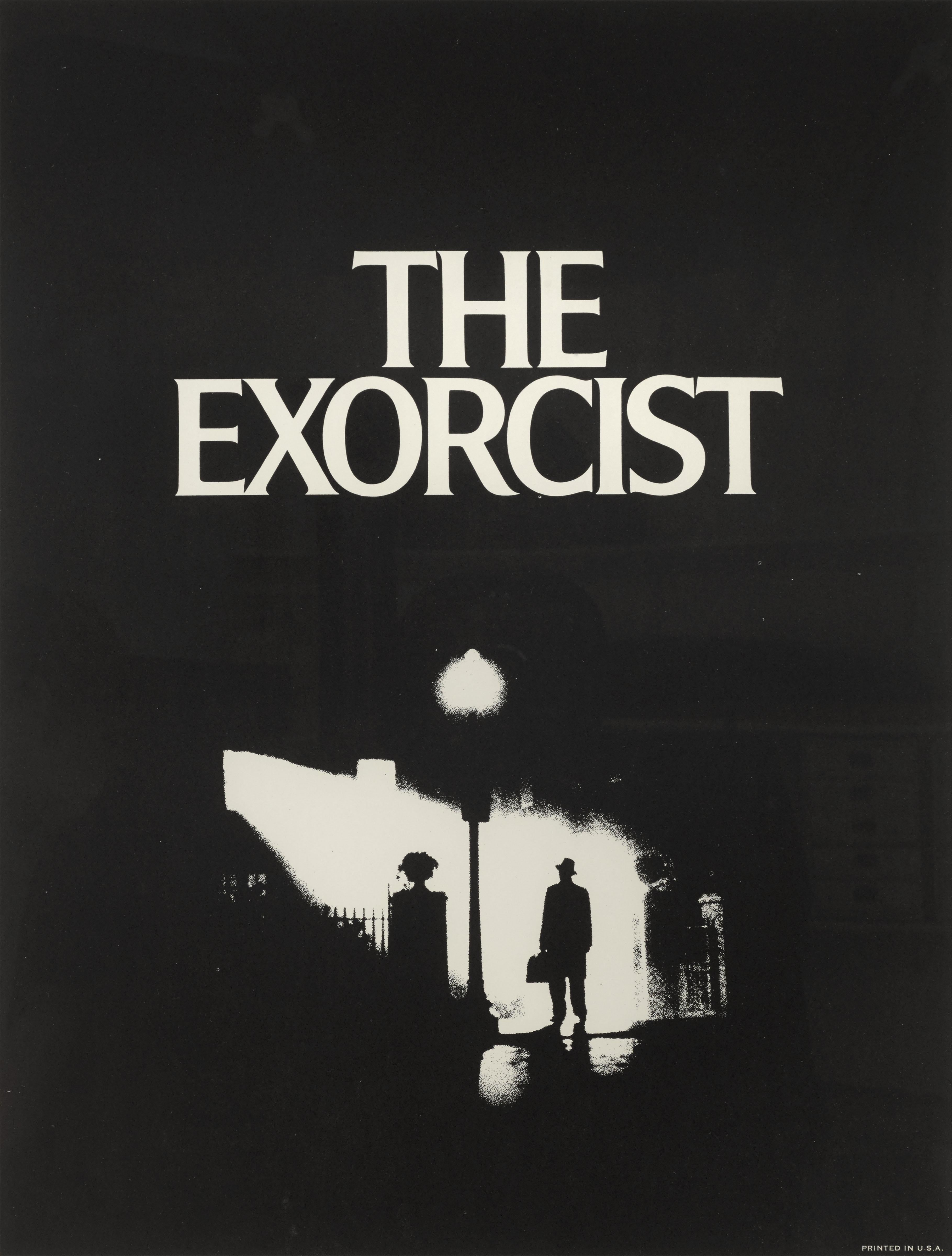 Original US special style film poster for the classic 1973 horror film The Exorcist, directed by William Friedkin and starred Ellen Burstyn, Max von Sydow 
This piece is conservation linen backed and conservation framed in an Obeche wood frame with