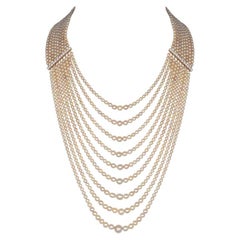 La exquisita belleza del collar de perlas naturales de agua salada de 9 filas certificado por GIA