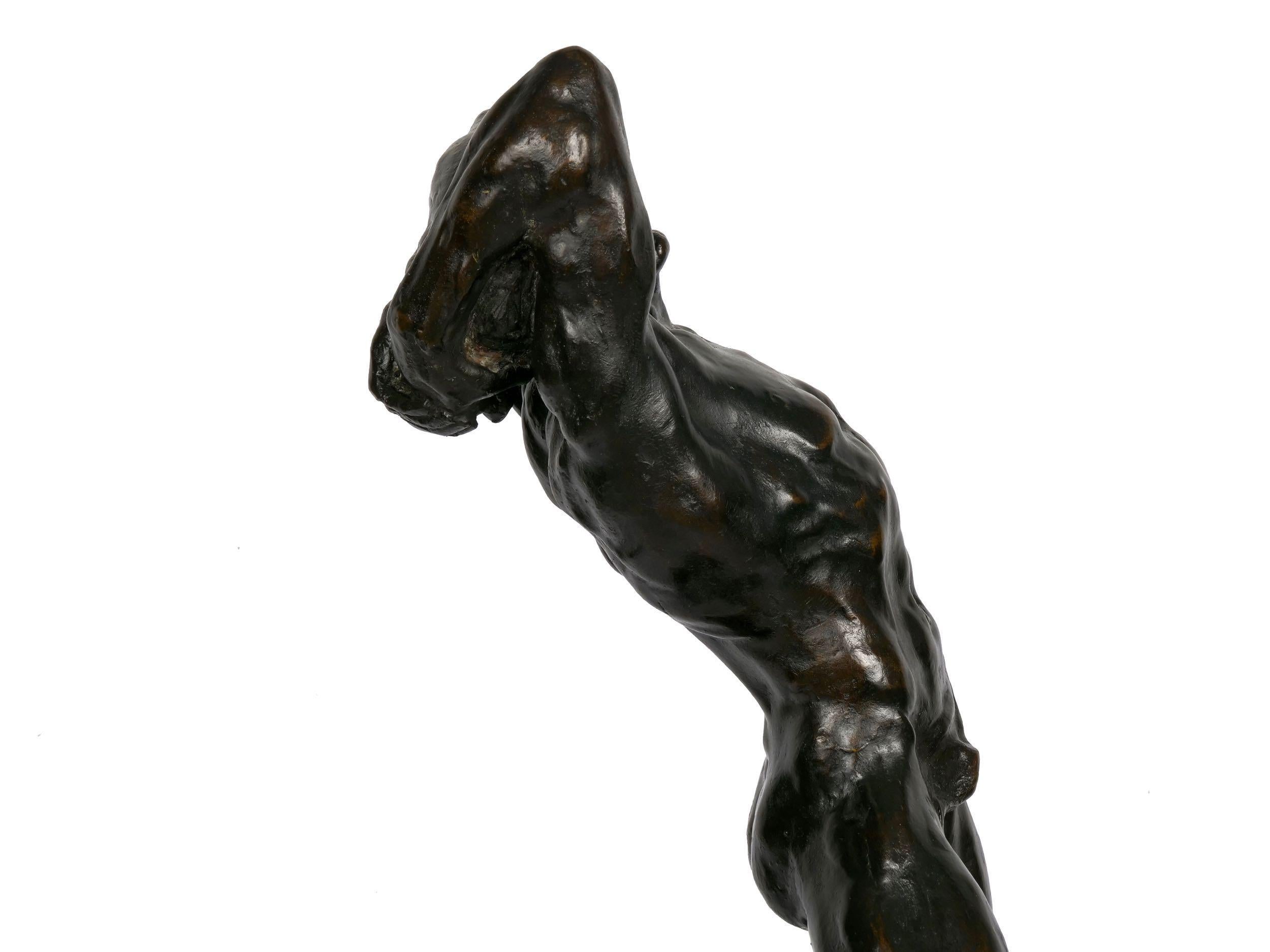 « L'effort extrême », Sculpture en bronze moderniste française d'antiquités d'Alfredo Pina 2