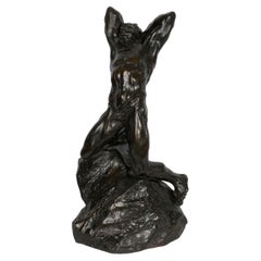 “The Extreme Effort” French Antique Modernist Bronze Sculpture by Alfredo Pina