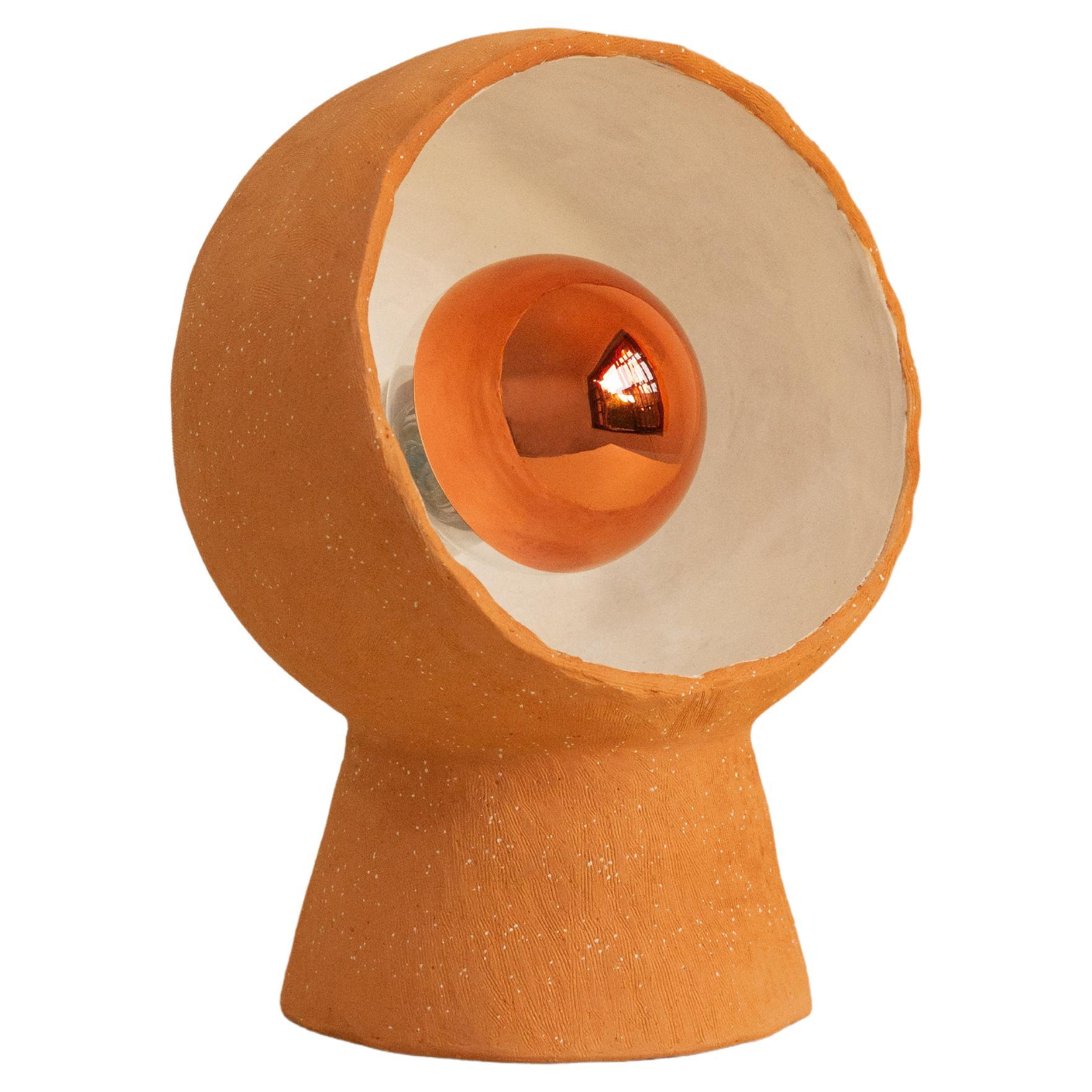 Keramik-Tischlampe mit Augenaugen-Skulptur, handgefertigt im Angebot