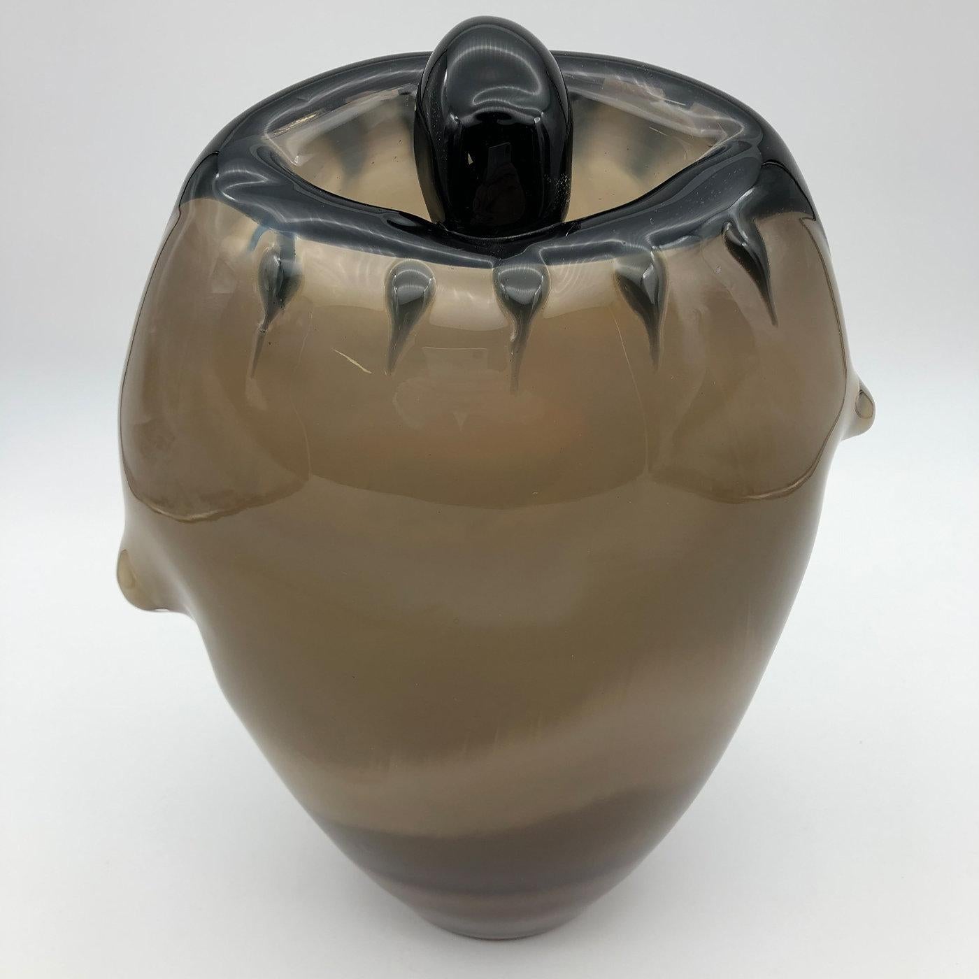 Modern The Eye Dark Amber Vase by Toso Cristiano
