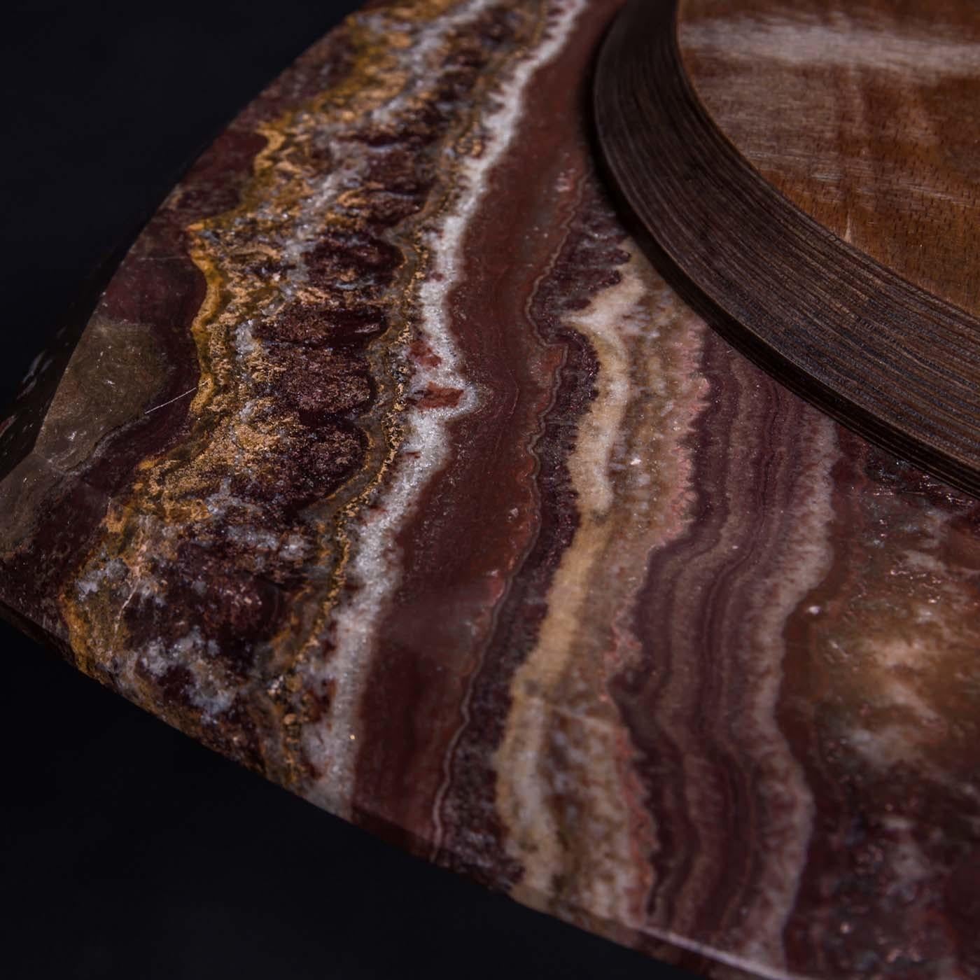 Contemporary Eye Side Table in Bombay Brown Onyx