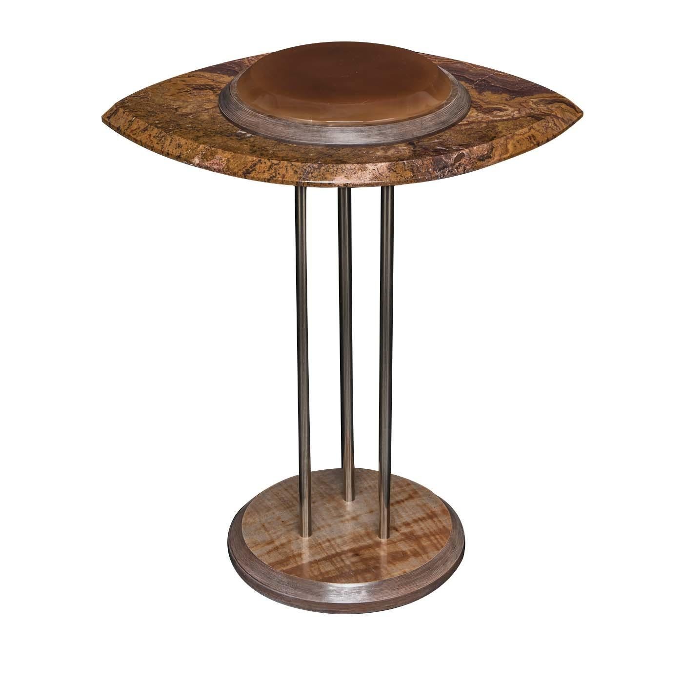 The Eye Side Table in Brown and Orange