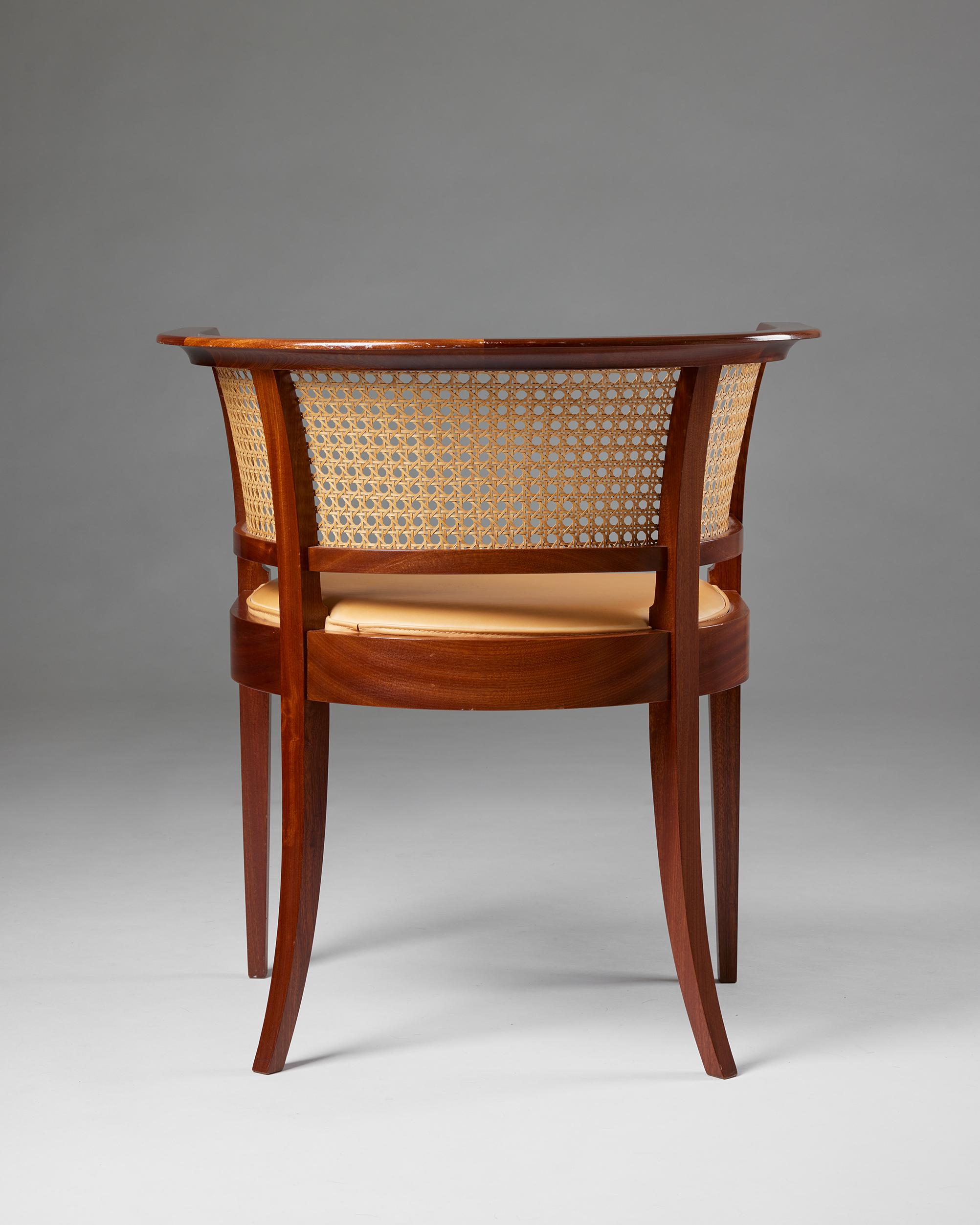 Leather ‘The Faaborg Chair’ designed by Kaare Klint for Rud. Rasmussen Cabinetmakers  For Sale