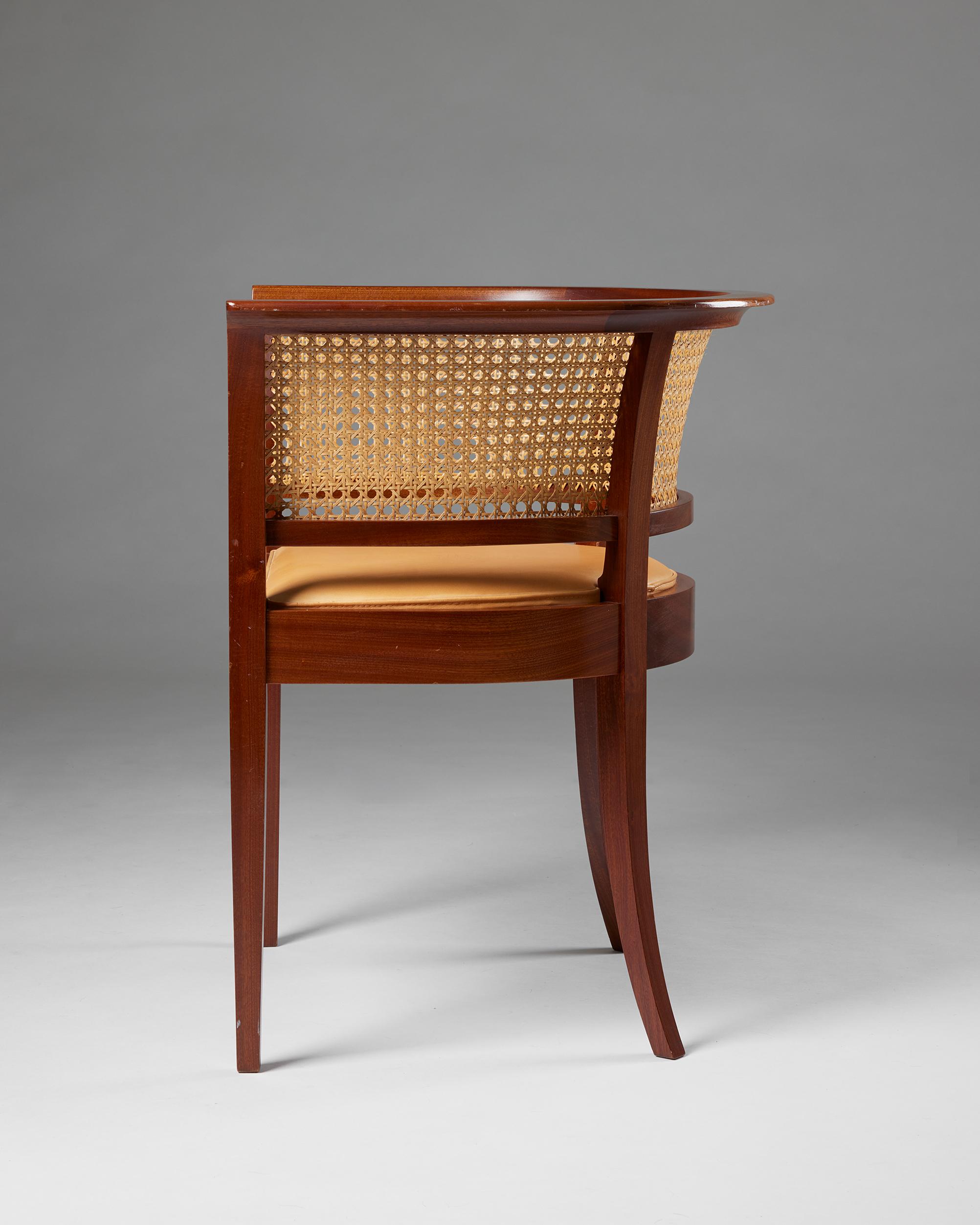 Leather ‘The Faaborg Chair’ designed by Kaare Klint for Rud. Rasmussen Cabinetmakers  For Sale