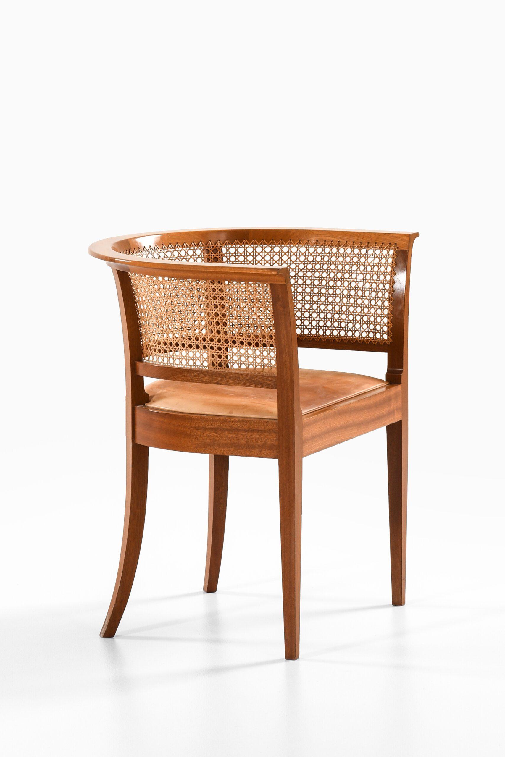 Danois Chaise Faaborg en acajou, rotin et cuir par Kaare Klint, 1914 en vente