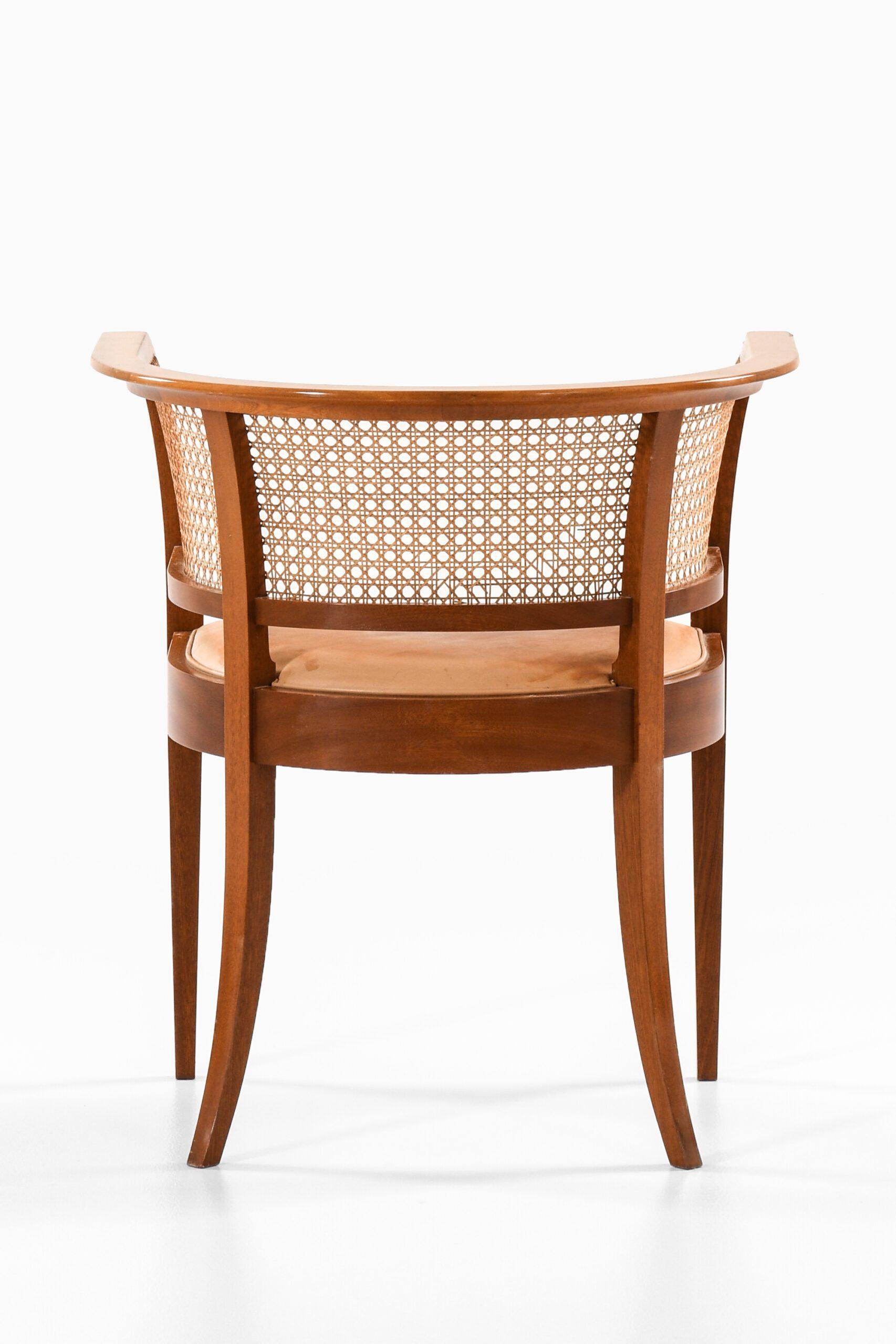 Chaise Faaborg en acajou, rotin et cuir par Kaare Klint, 1914 en vente 1