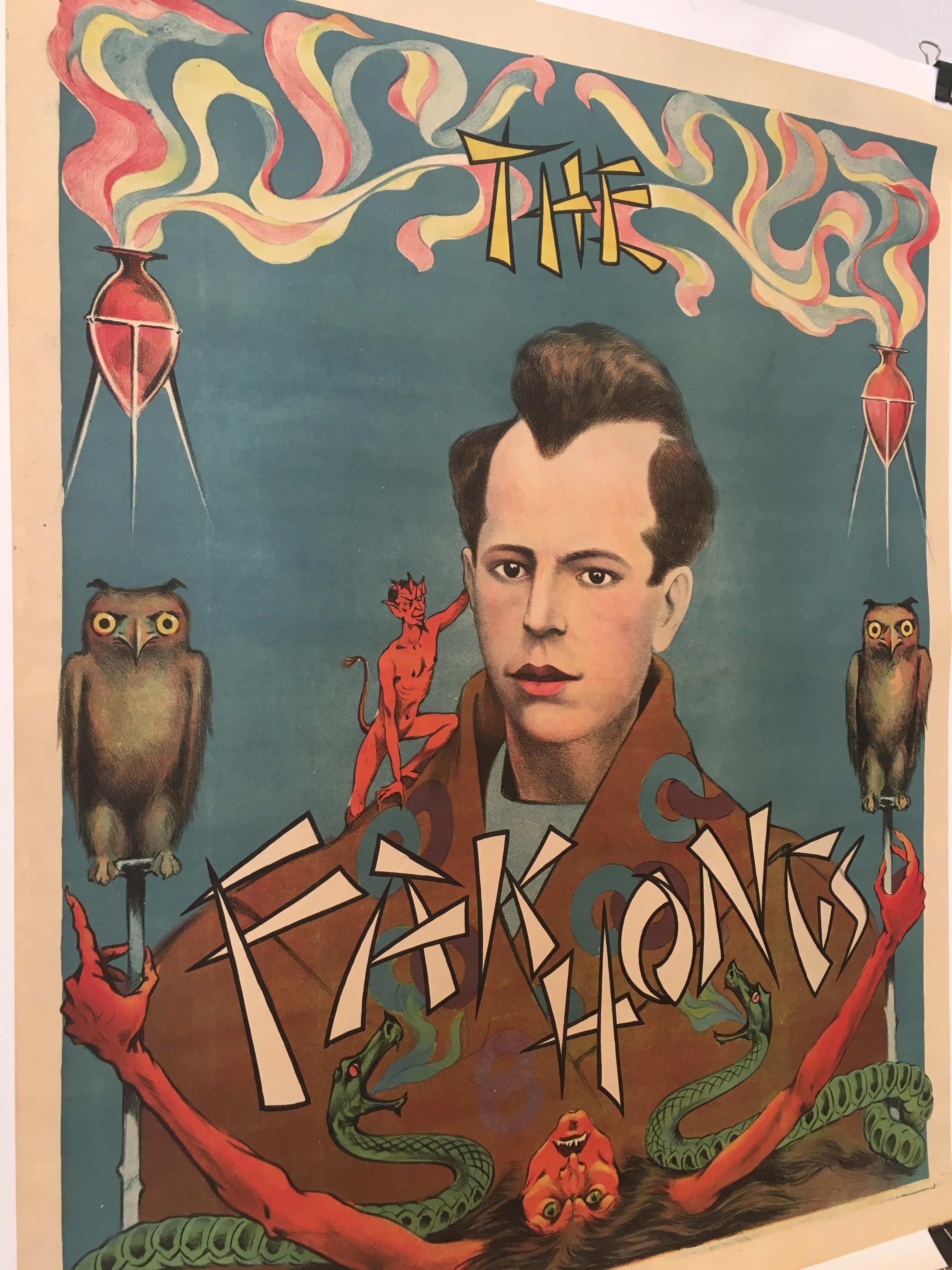 'The Fak Hong' original vintage poster, circa 1920 

This poster is in excellent condition and had been linen backed for preservation.

This is an original poster from the Art Deco period, it is advertising a travelling magic show. This poster