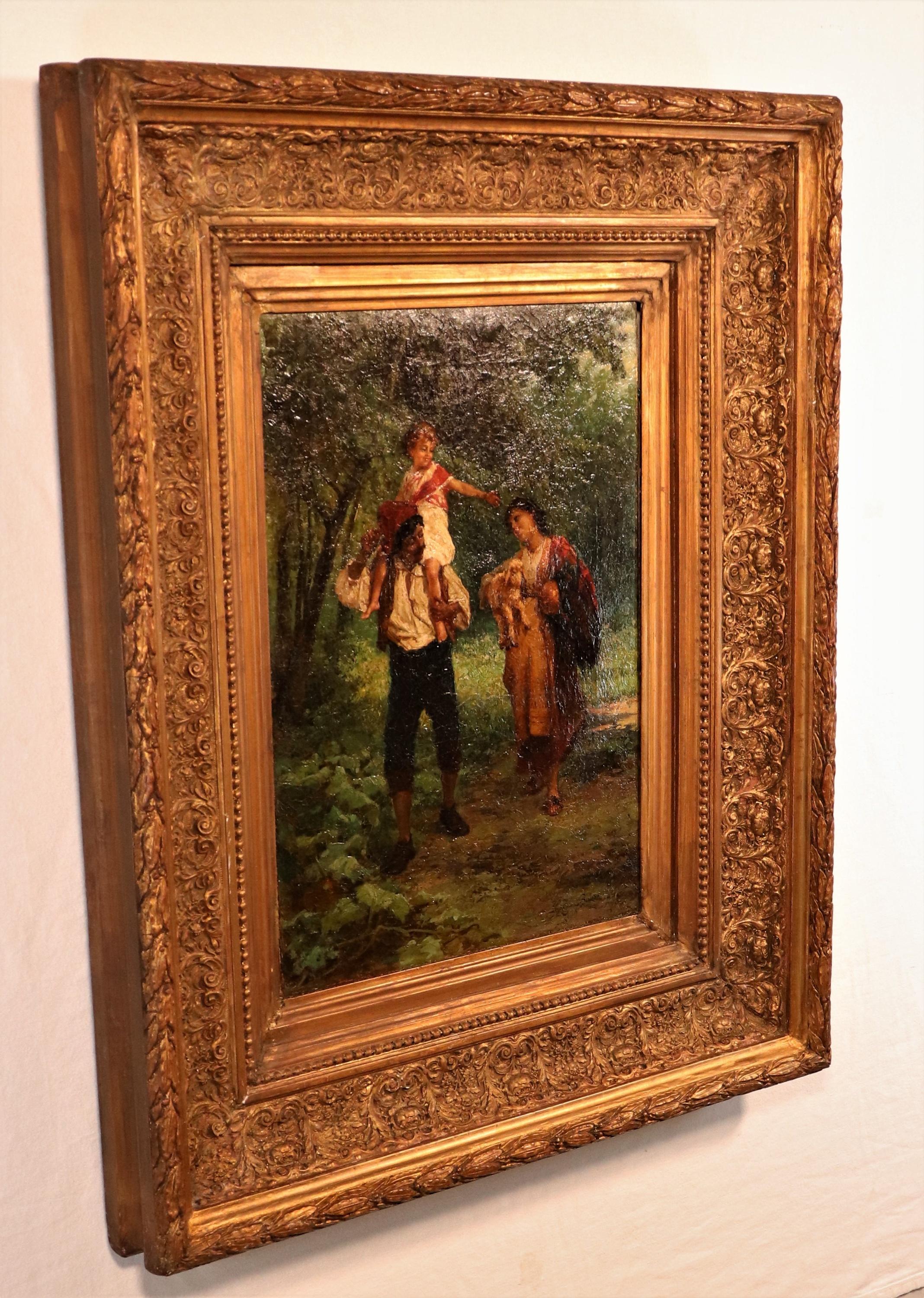Painted 19th Century Italian Painting by Leopoldina Zanetti Borzino (Italian 1826-1902) For Sale