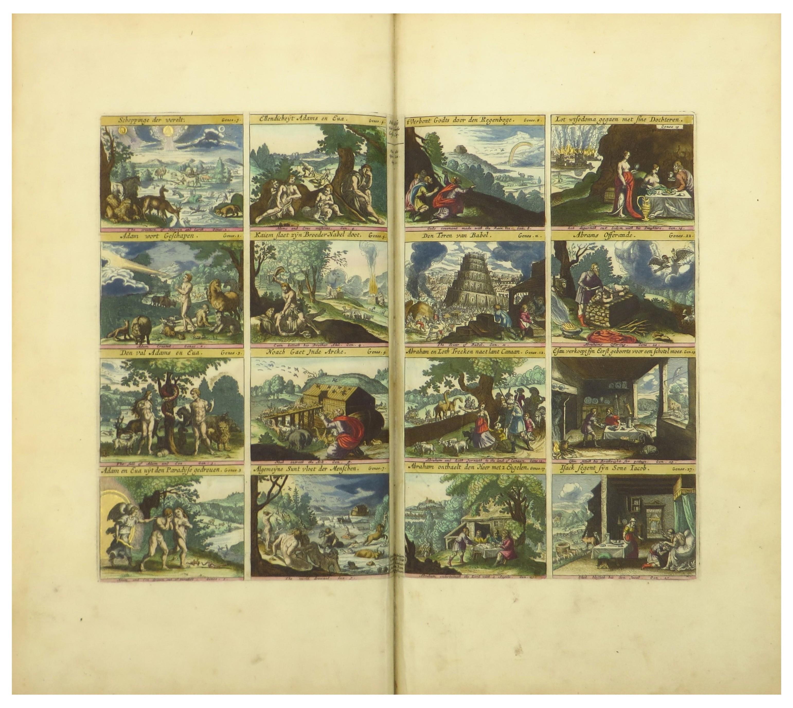 Mid-17th Century The famous Elzevier Dutch States Bible, finely coloured and highlighted 