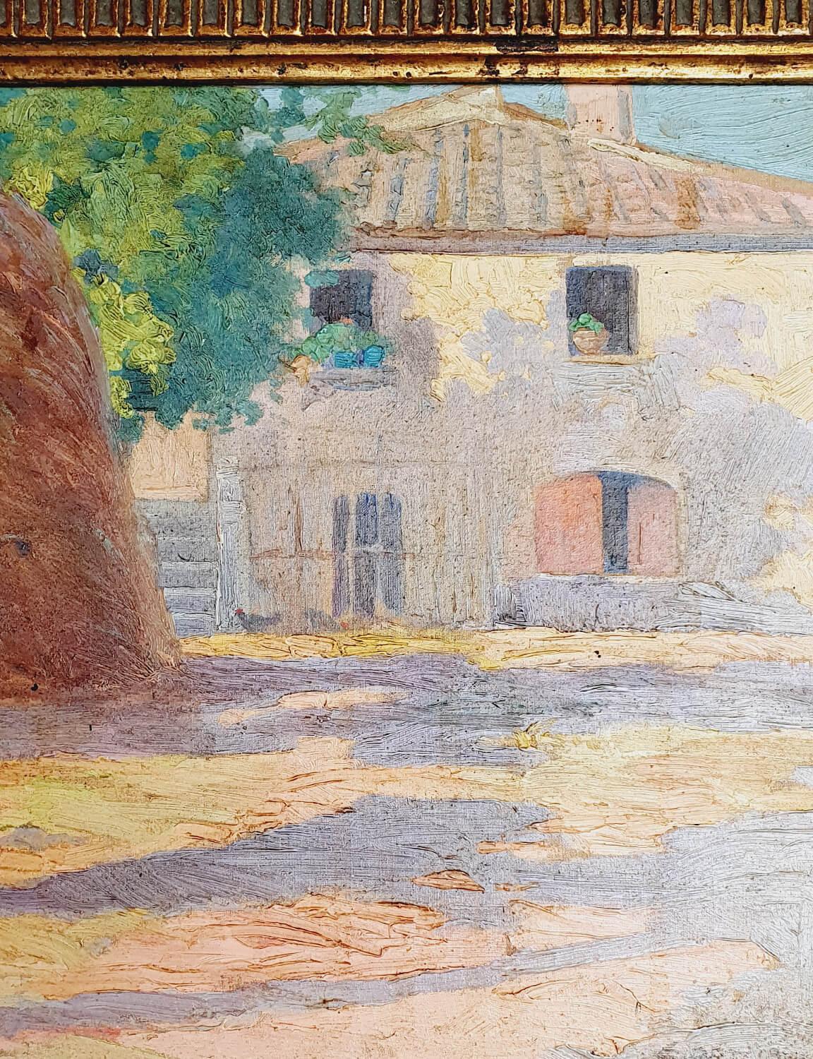 The Farmhouse, Signed by Enrico Ortalani, 1919 In Good Condition For Sale In Roma, IT