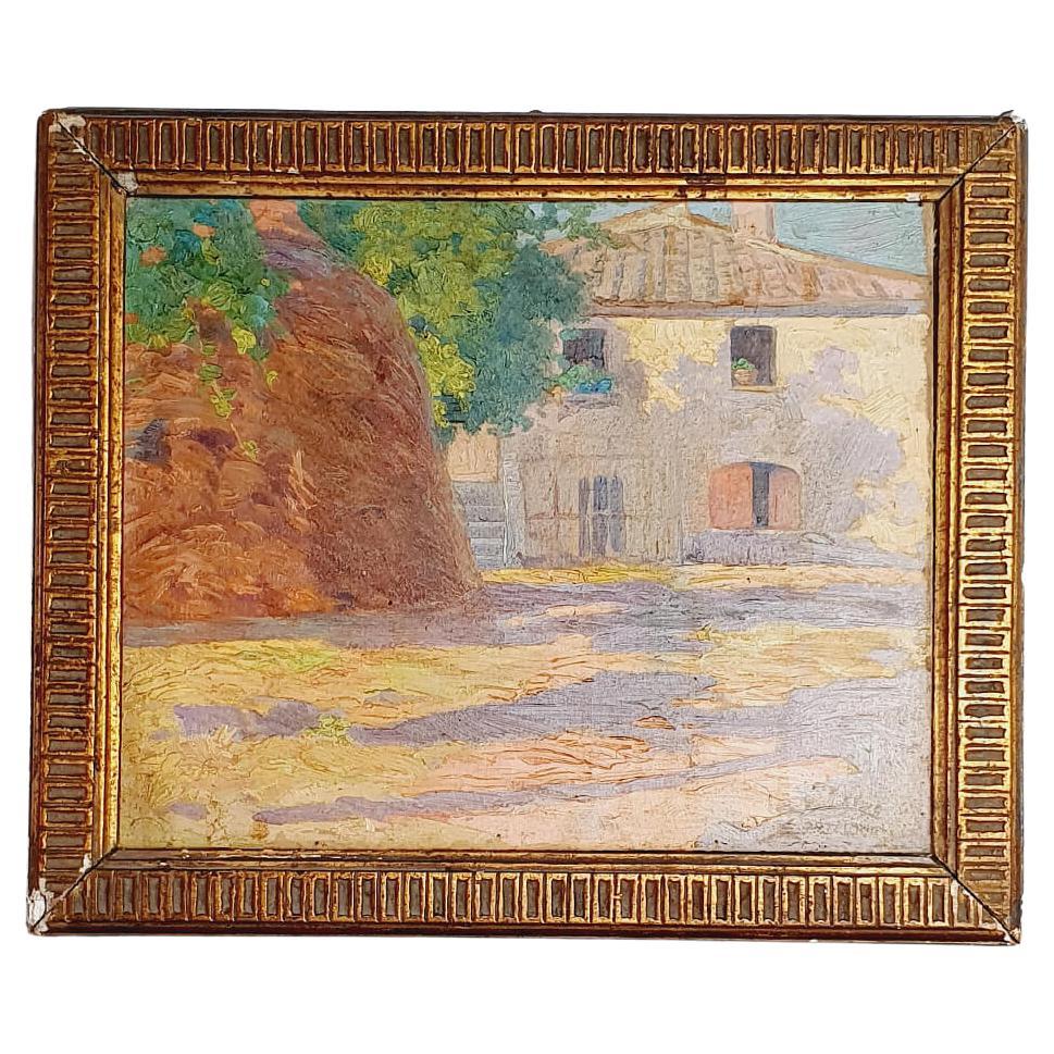 The Farmhouse, Signed by Enrico Ortalani, 1919 For Sale