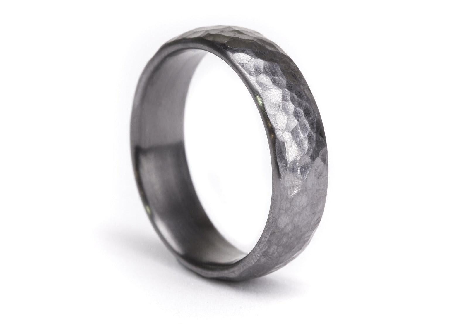 For Sale:  The Farrell: Hammered Tantalum Slight Dome 6.5mm Comfort Fit Wedding Band 4