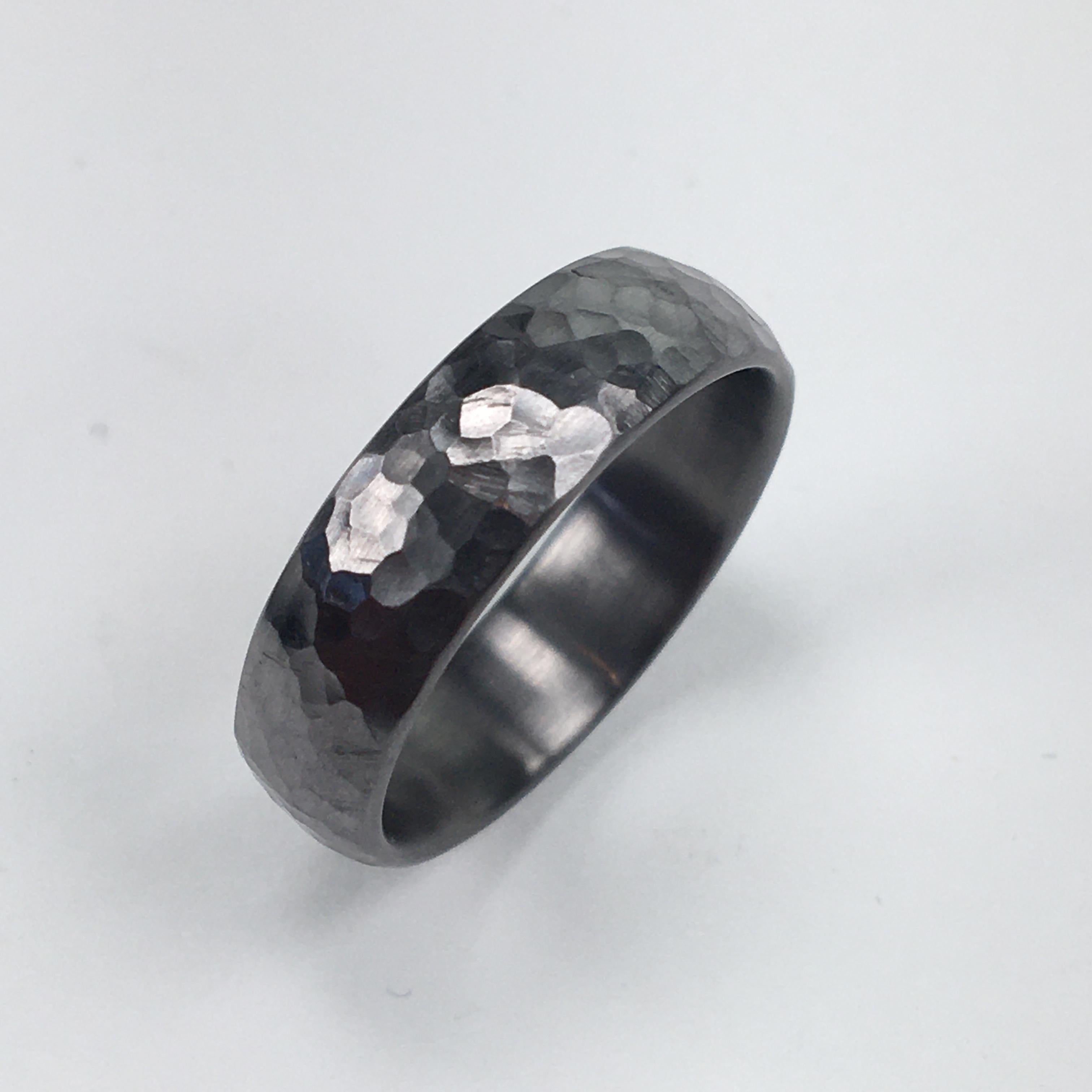 For Sale:  The Farrell: Hammered Tantalum Slight Dome 6.5mm Comfort Fit Wedding Band 5