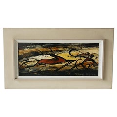 Retro 'The Fast Hunt' An Expressionist Oil on Board Painting by Edward M. Elliott