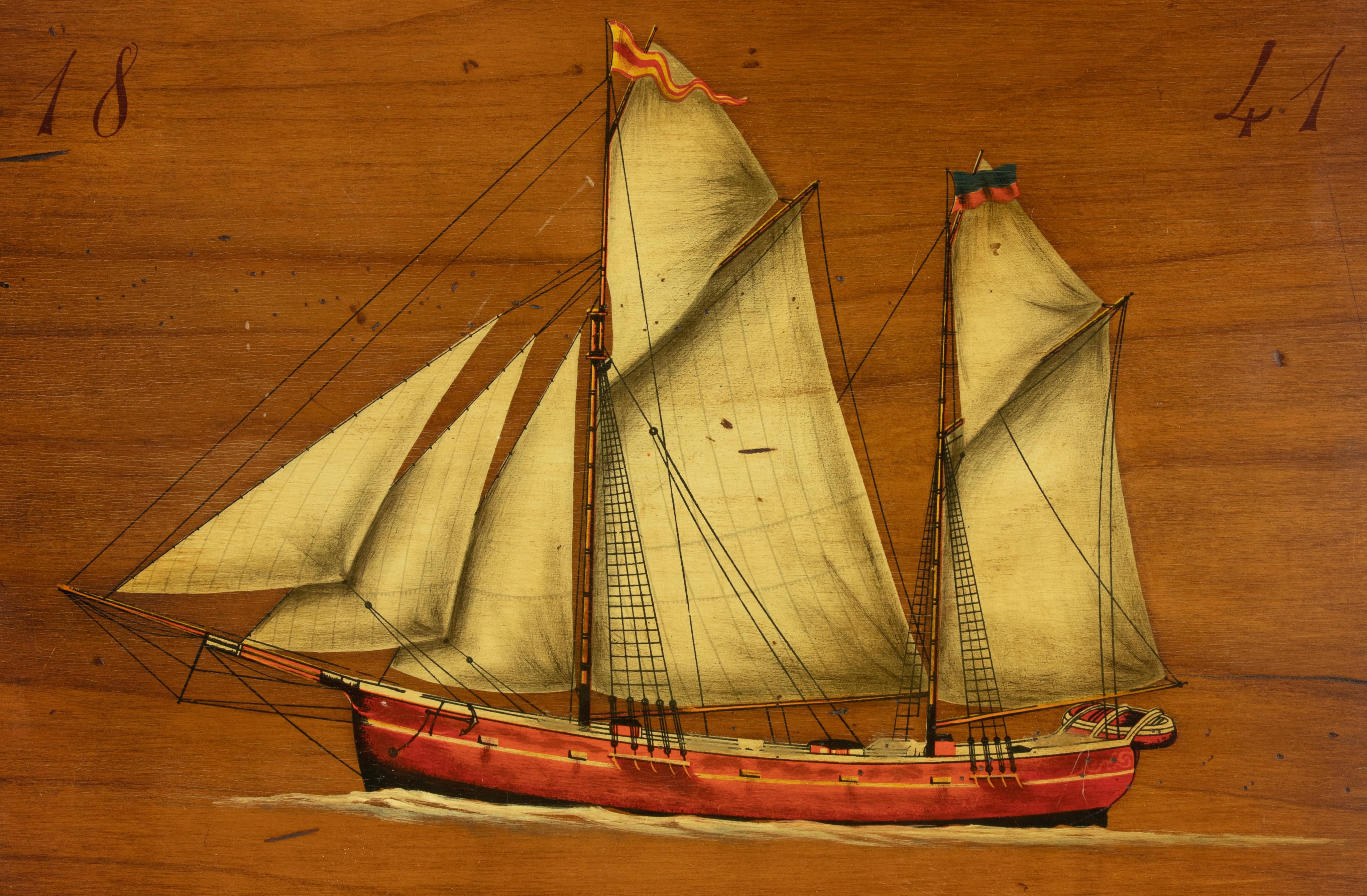 The Fast Schooner Clipper Aurora, Early 20th Century. 

Tempera Painting on wood.

35 x 45 cm

Good condition.

