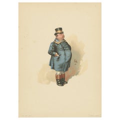 Le gros garçon de Pickwick Papers - Gravure victorienne de "Kyd" d'après Dickens, 1889
