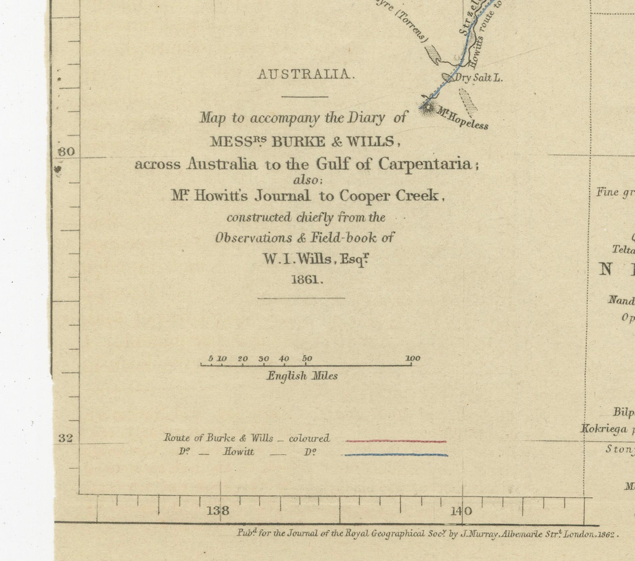 The Fateful Track of The Burke and Wills Expedition in Australia's Outback, 1862 For Sale 1