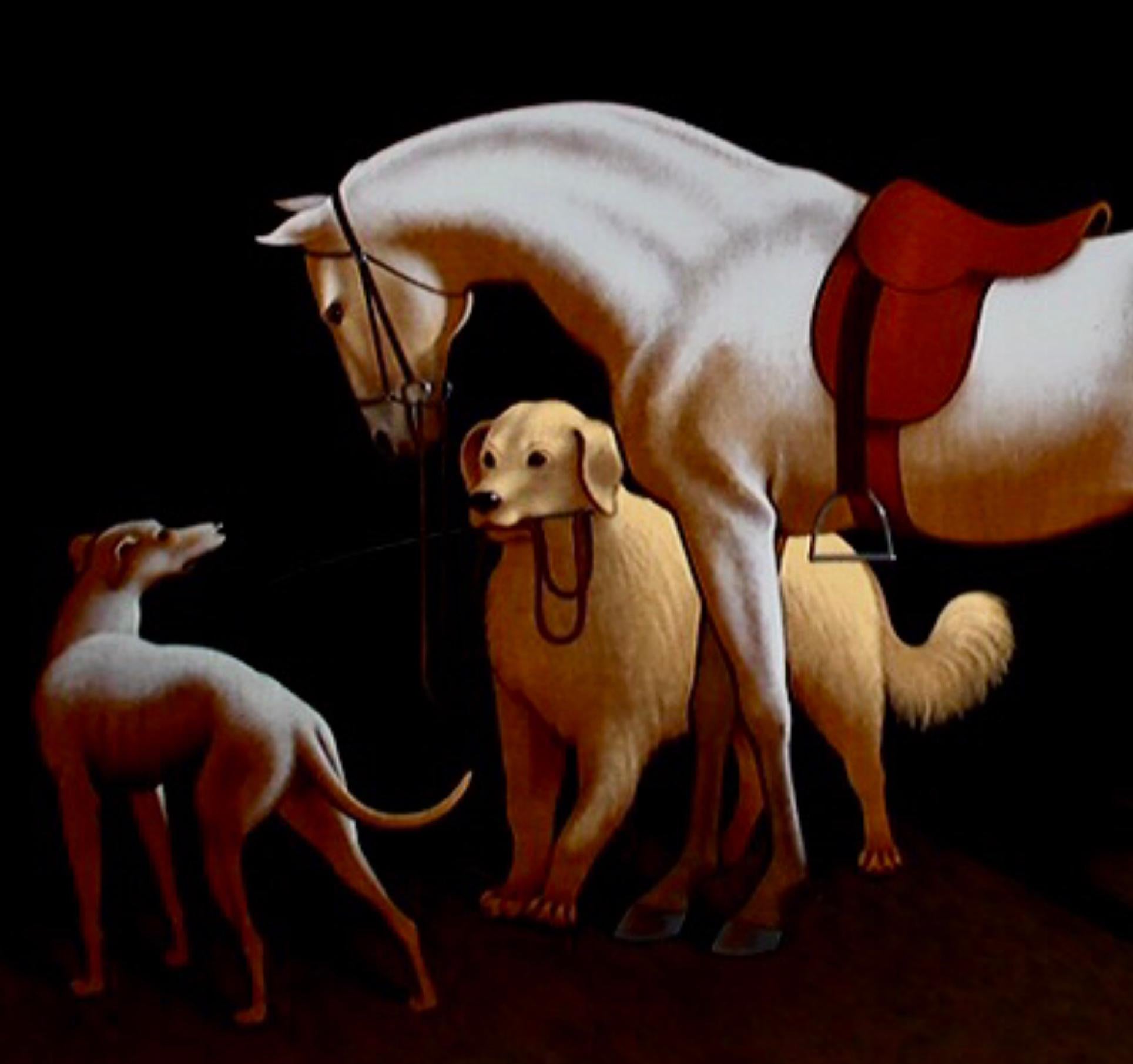 THE FAVORITE
Original painting by Lynn Curlee
Acrylic on stretched canvas
This painting was used for the poster for the 
1995 HAMPTON CLASSIC HORSE SHOW
Mr. Curlee is a gallery artist and author / illustrator 
of 14 illustrated Nonfiction books for