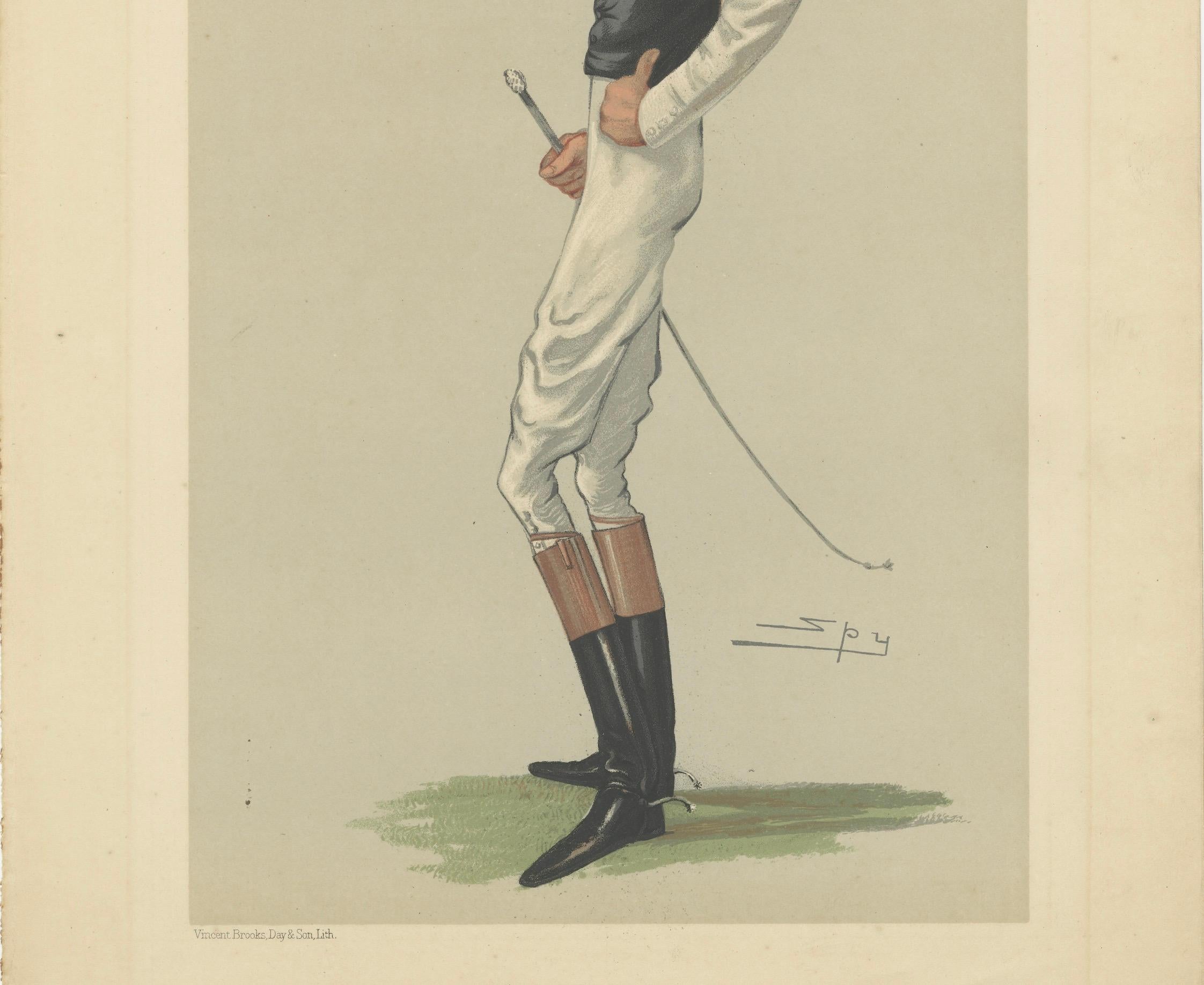 The Favourite Jockey – Antique Vanity Fair Caricature Lithograph, 1881 In Good Condition For Sale In Langweer, NL