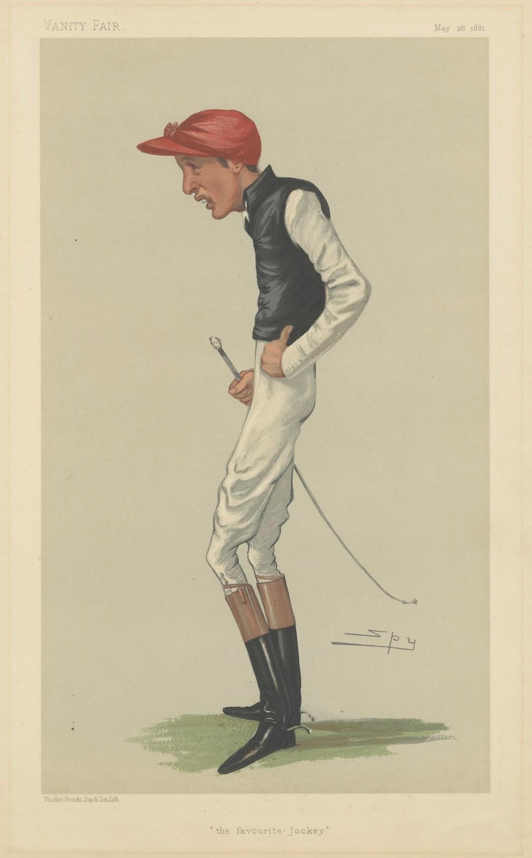 Paper The Favourite Jockey – Antique Vanity Fair Caricature Lithograph, 1881 For Sale