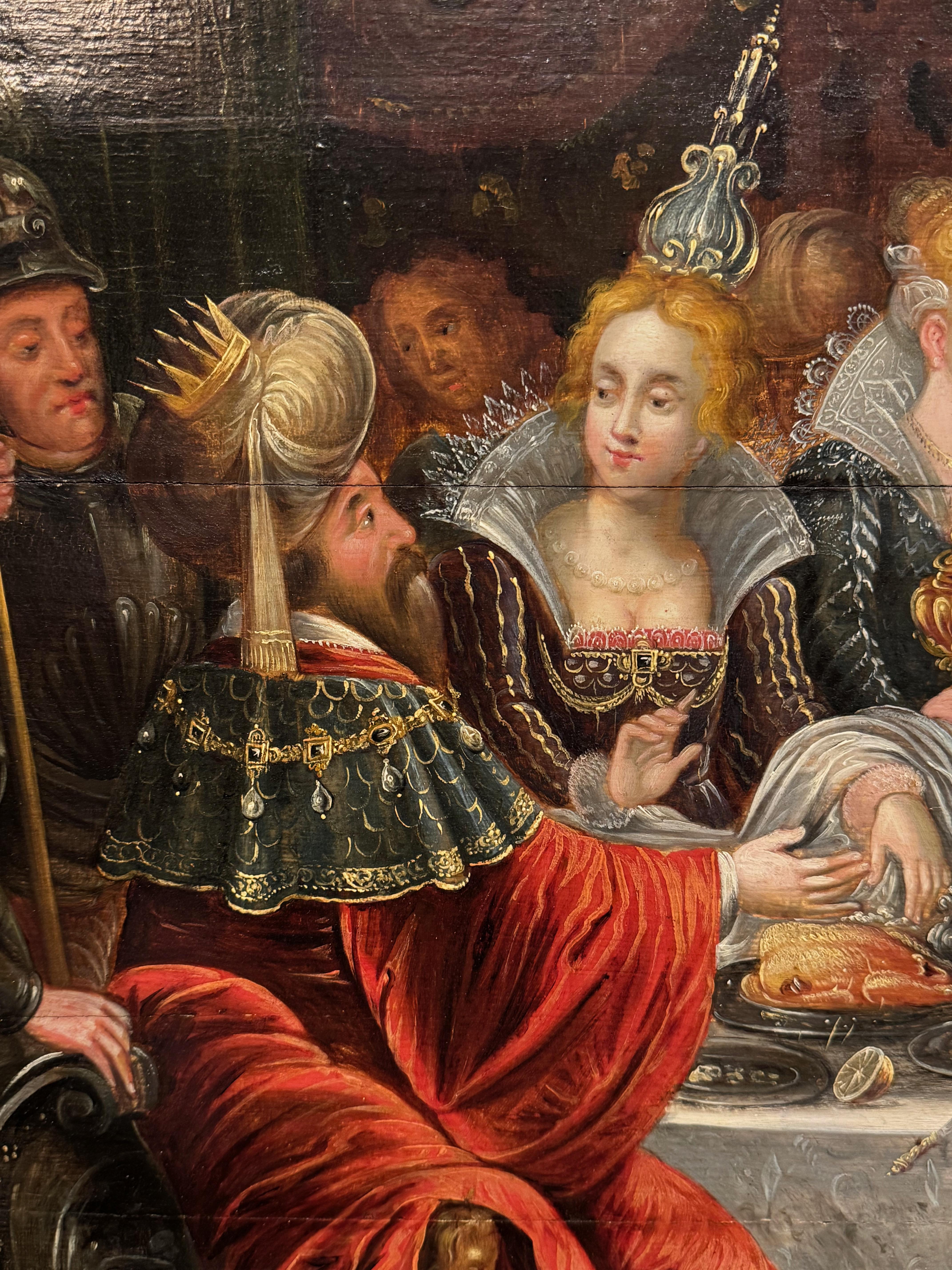The Feast of Balthazar, Frans FRANKEN II and workshop, 17th c. For Sale 4