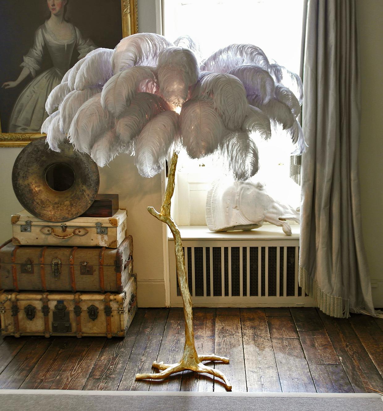 Hollywood Regency The Feather Floor Lamp, Cloud  For Sale