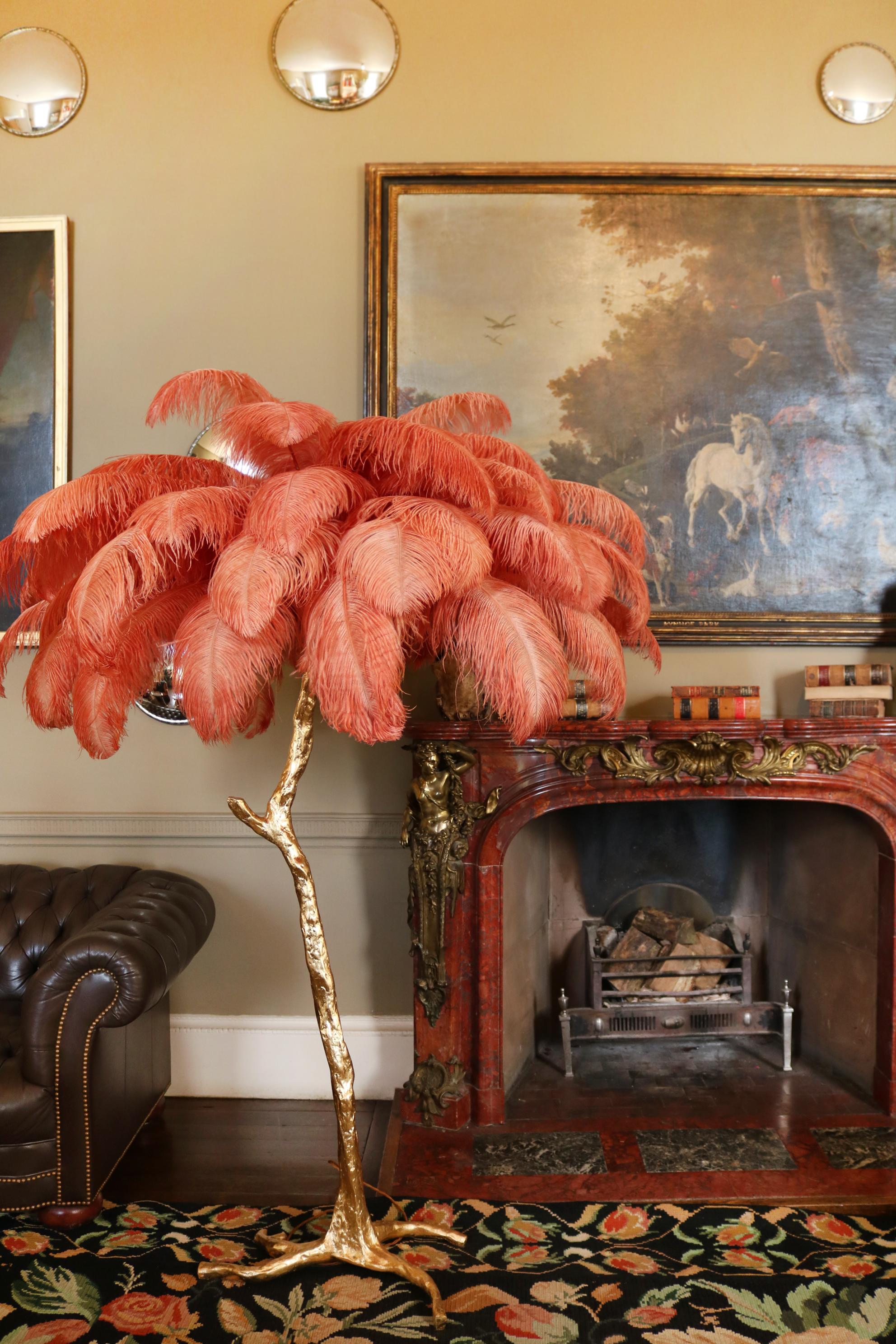 pink feather floor lamp