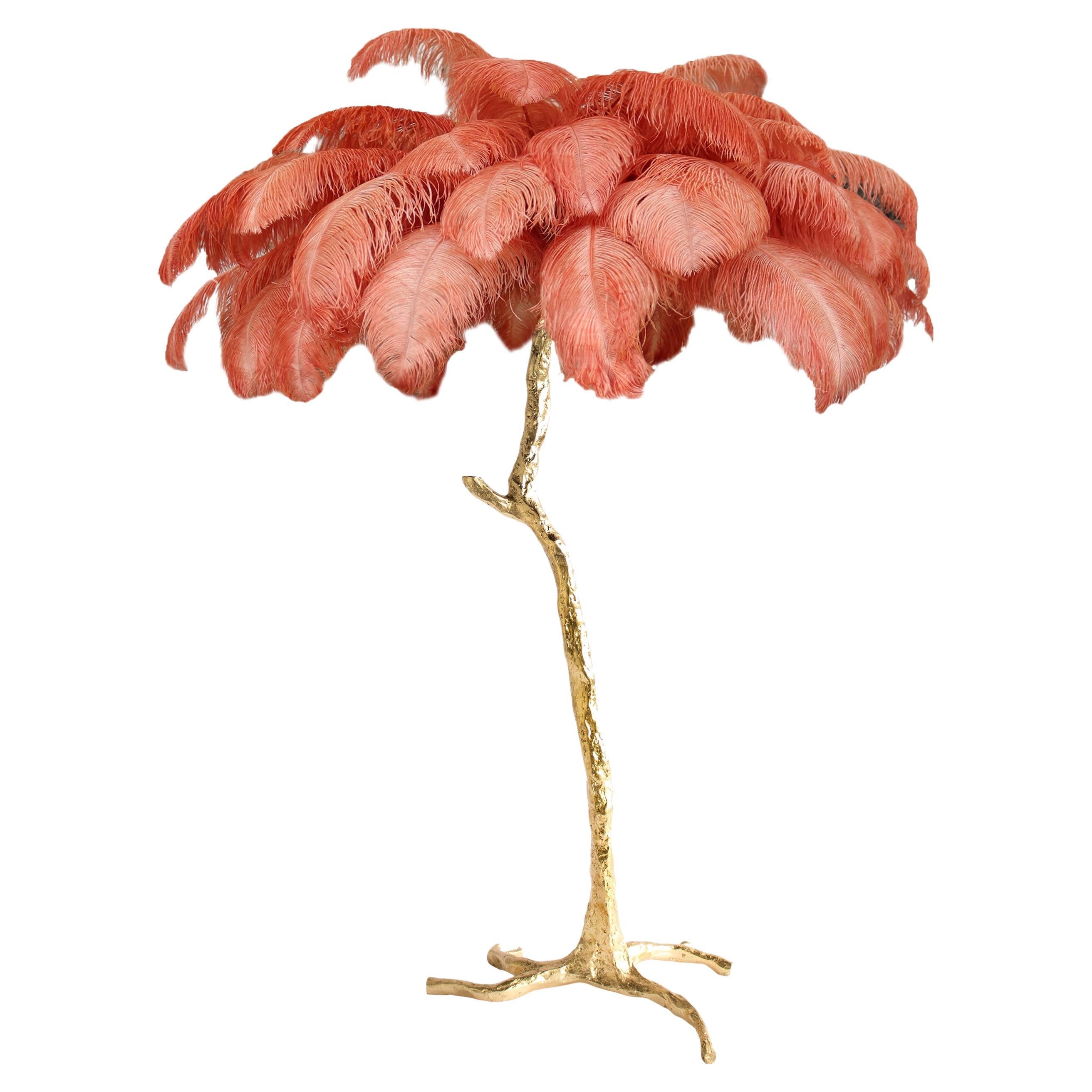Feather Floor Lamp, Coral For Sale