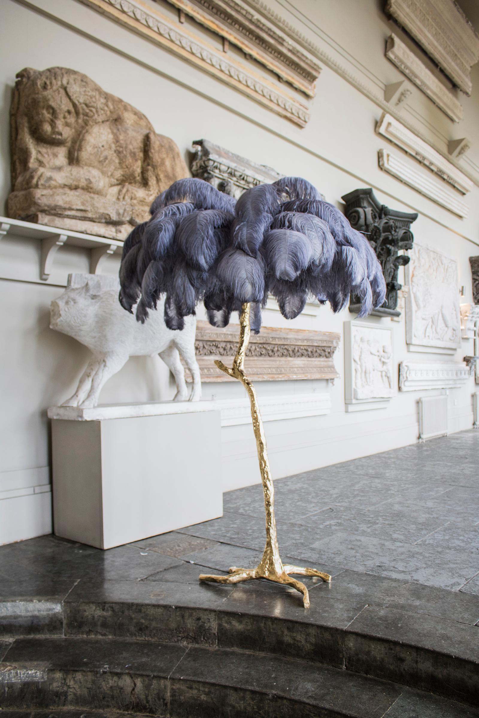 ostrich feather floor lamp silver base