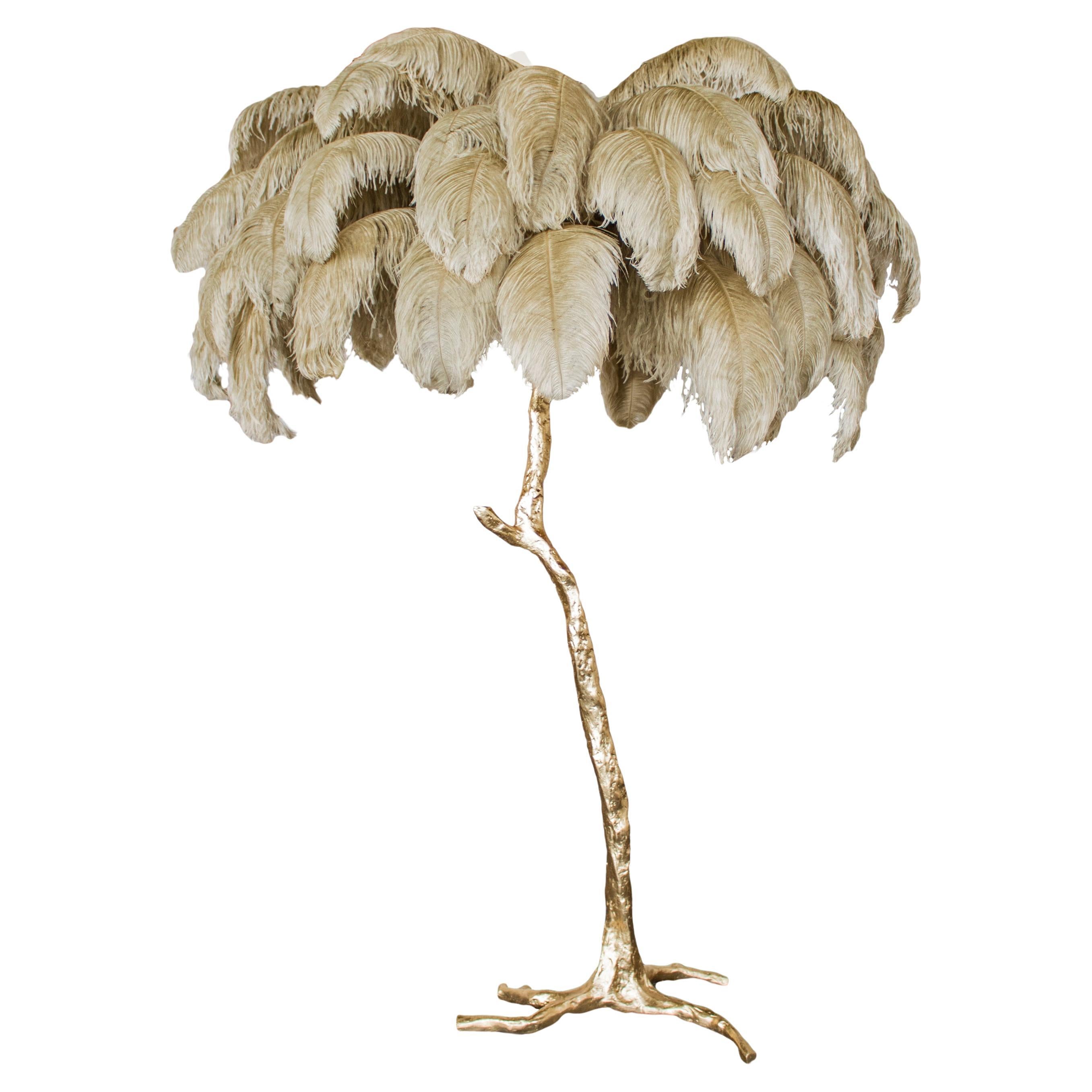 Feather Floor Lamp, Old Gold.  For Sale