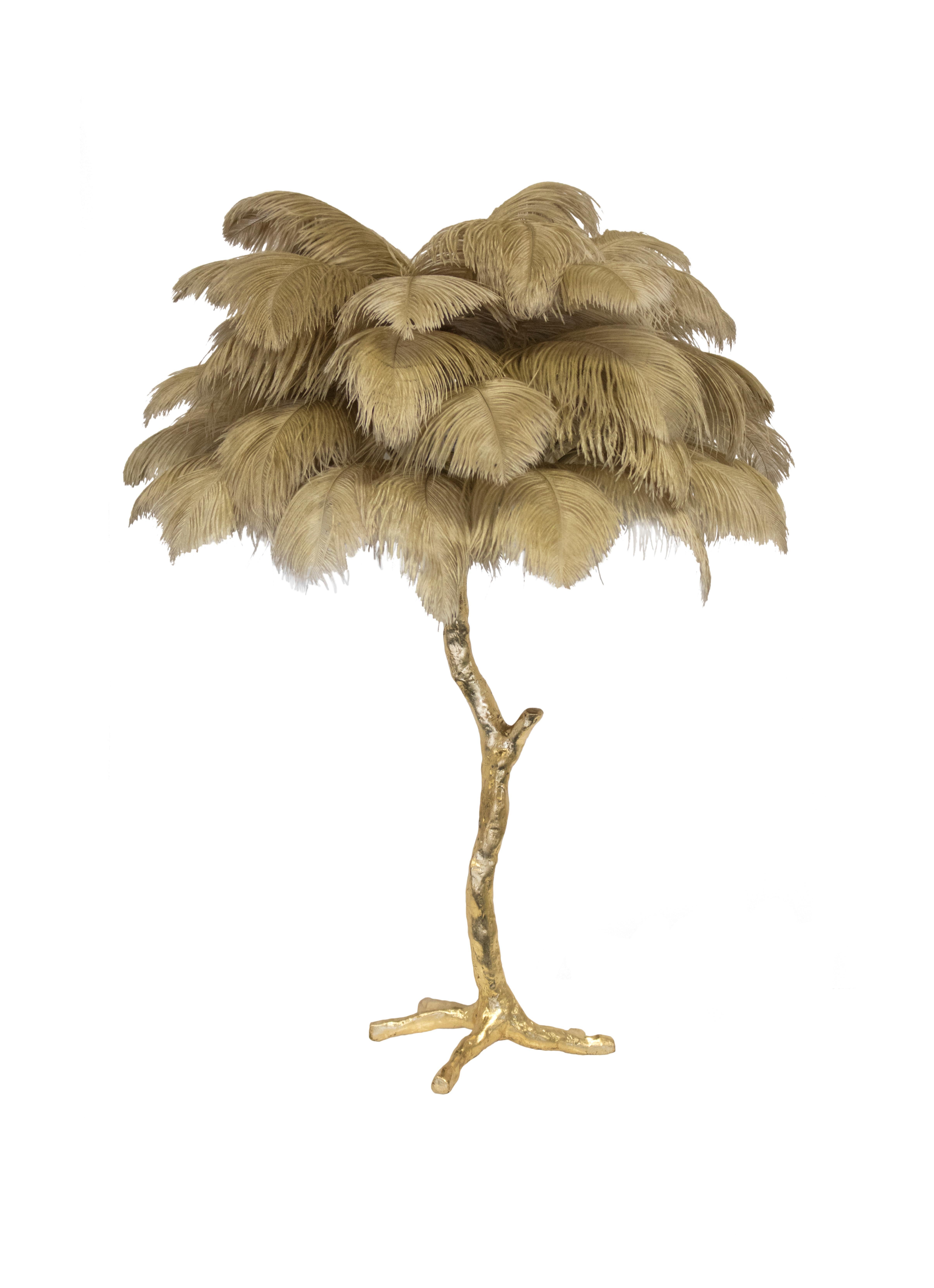 ostrich feather brass floor lamp