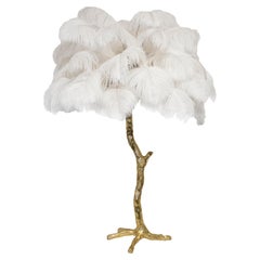 Lampe de table en plumes, blanc