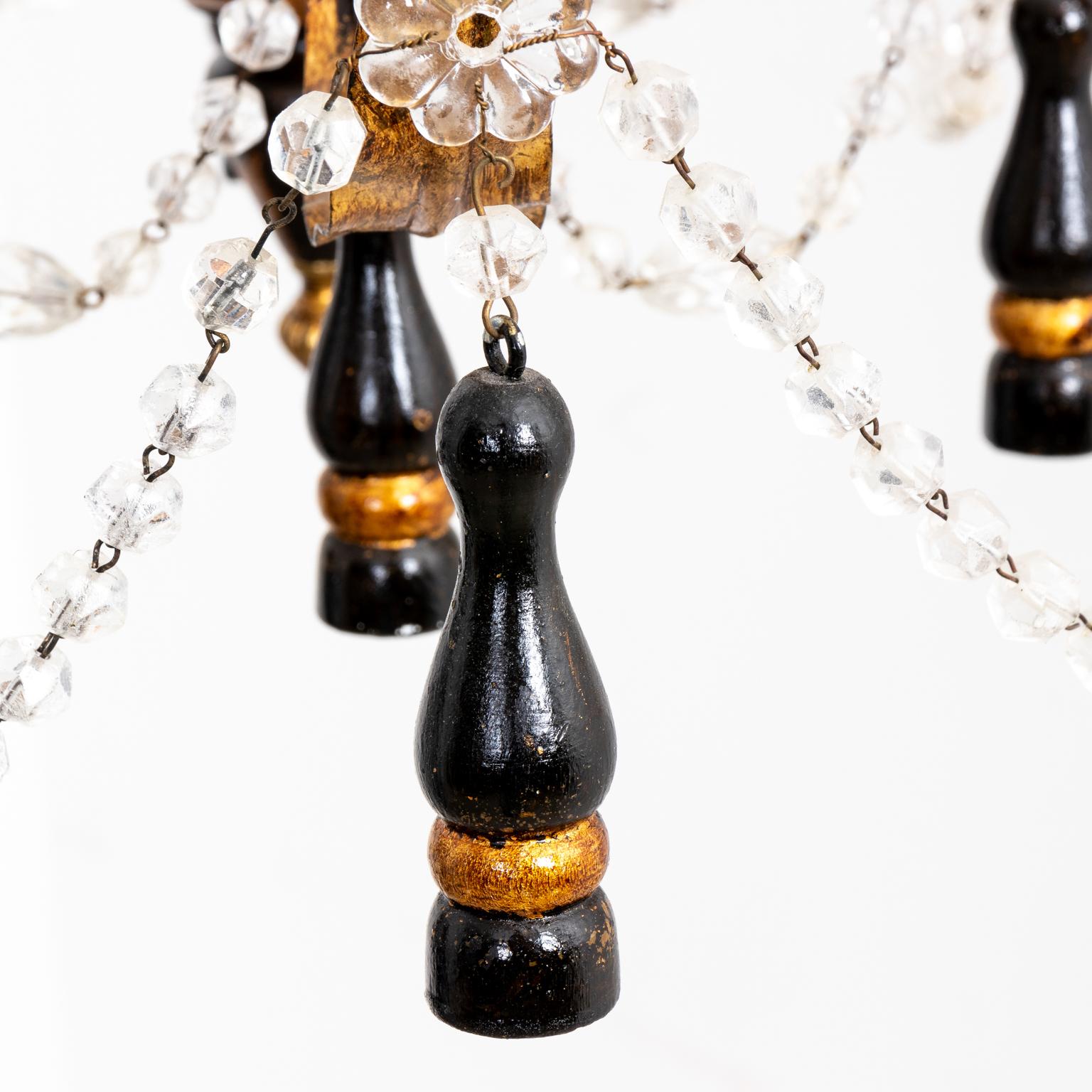 Contemporary Federalist Black Chinoiserie Chandelier For Sale