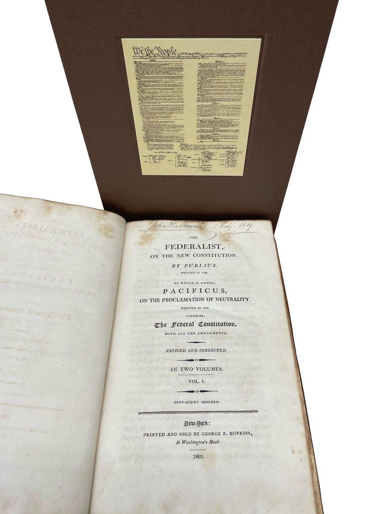 The Federalist, on the New Constitution by Publius, Second Edition, 2 Vols, 1802 In Good Condition For Sale In Colorado Springs, CO