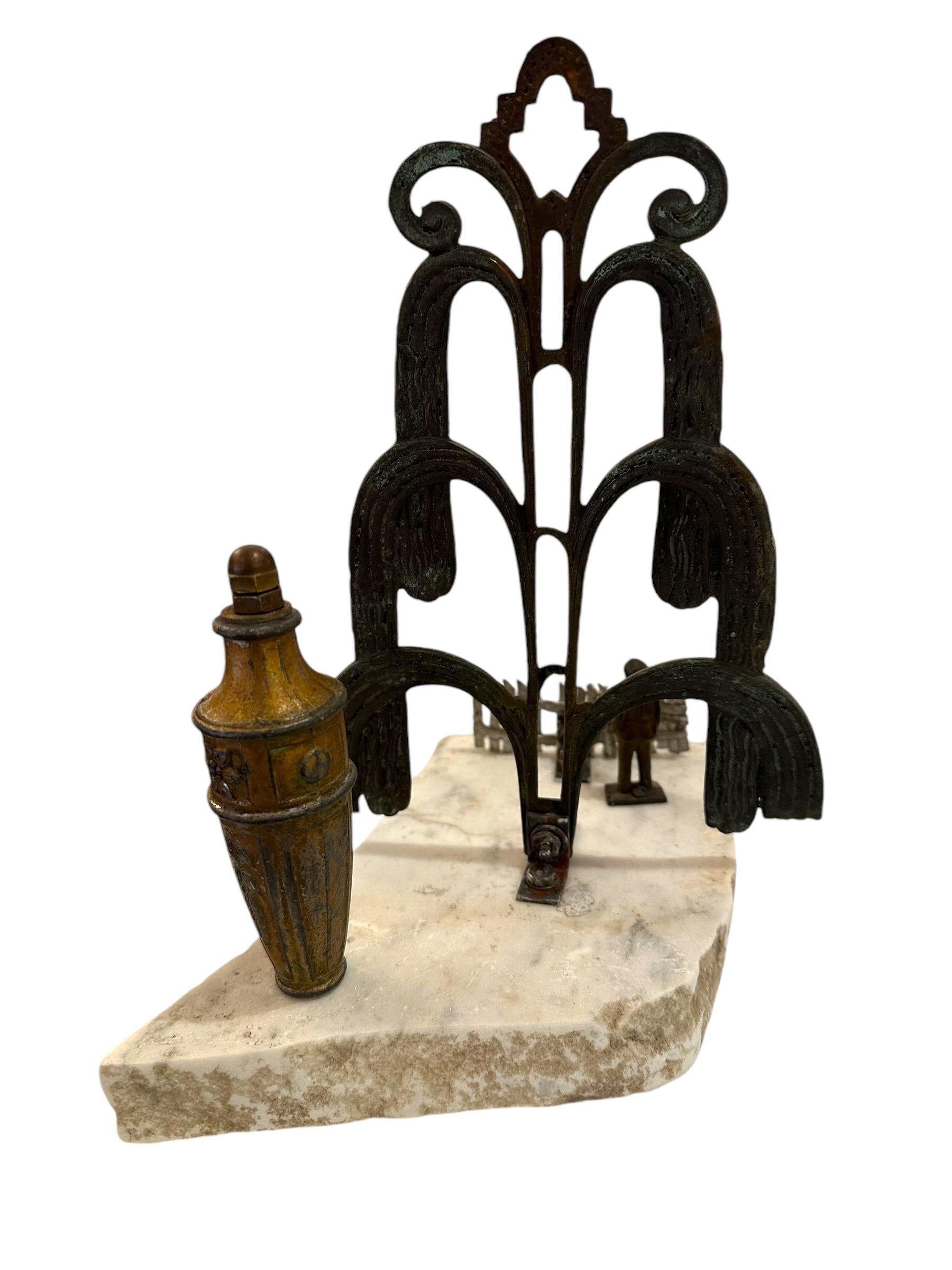 Metal The Fence, Objet d'Art - Architectural Artifacts on a Marble Base For Sale