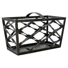 Sculptural Big Black Iron Basket Storage Contemporary Design Wrought Iron