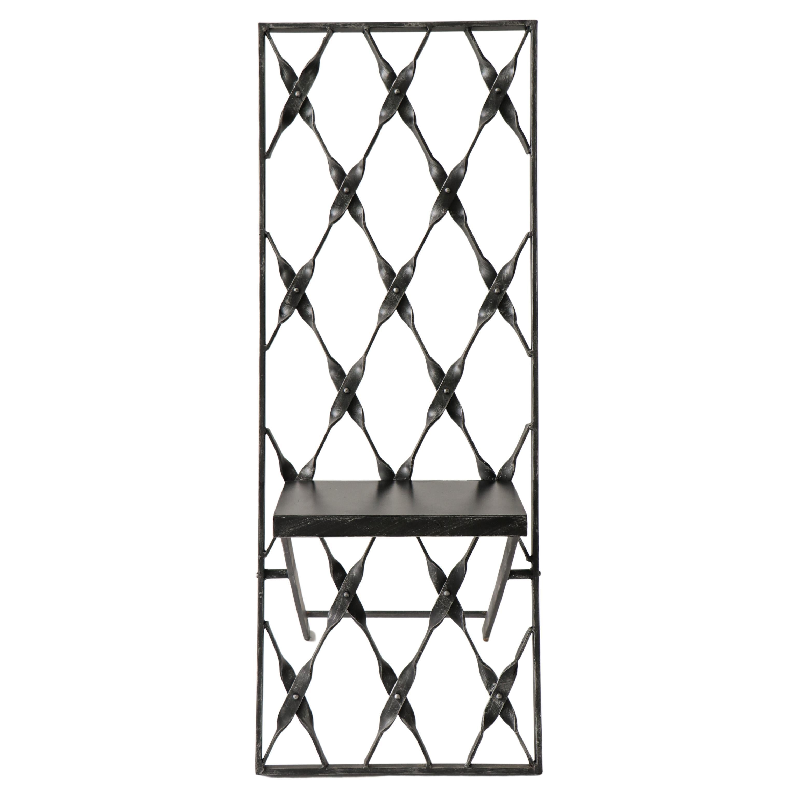 Sculptural Black Iron Chair Contemporary Design in Wrought Iron For Sale